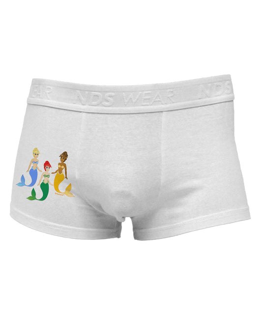 Three Mermaids Side Printed Mens Trunk Underwear-Mens Trunk Underwear-NDS Wear-White-Small-Davson Sales