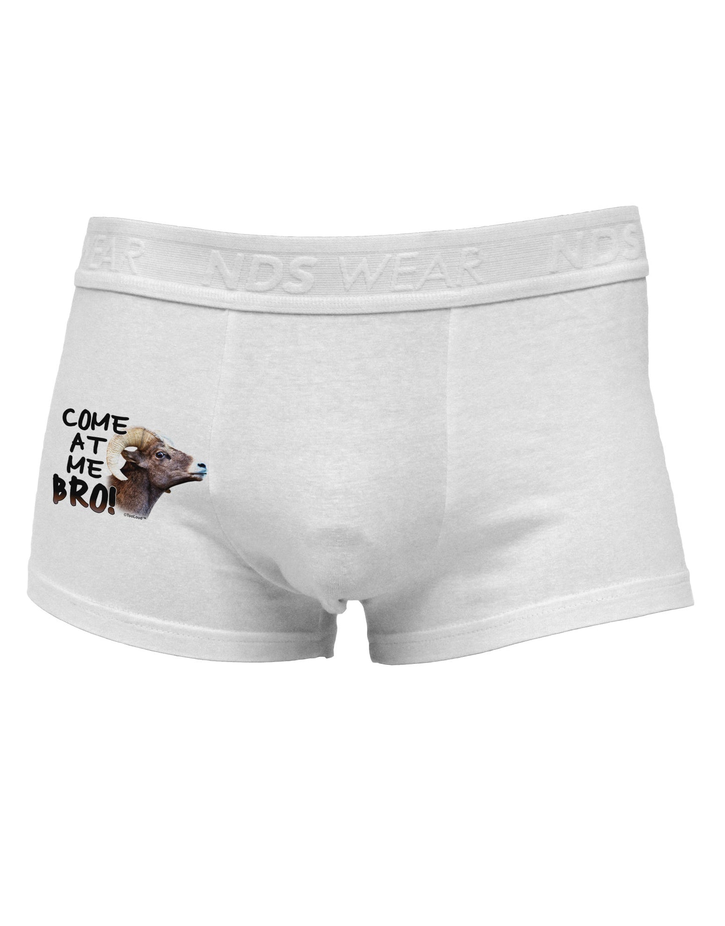 Come At Me Bro Big Horn Side Printed Mens Trunk Underwear-Mens Trunk Underwear-NDS Wear-White-Small-Davson Sales