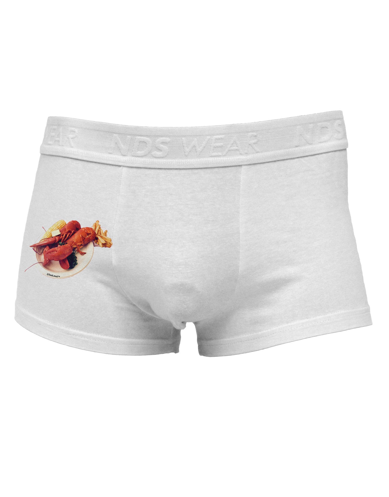 Lobster Plate Side Printed Mens Trunk Underwear-Mens Trunk Underwear-NDS Wear-White-Small-Davson Sales
