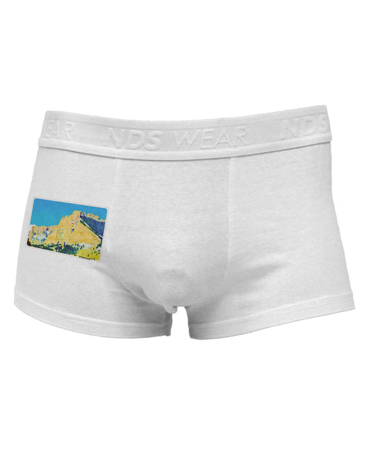 Colorado Snowy Mtns WaterColor Side Printed Mens Trunk Underwear-Mens Trunk Underwear-NDS Wear-White-Small-Davson Sales