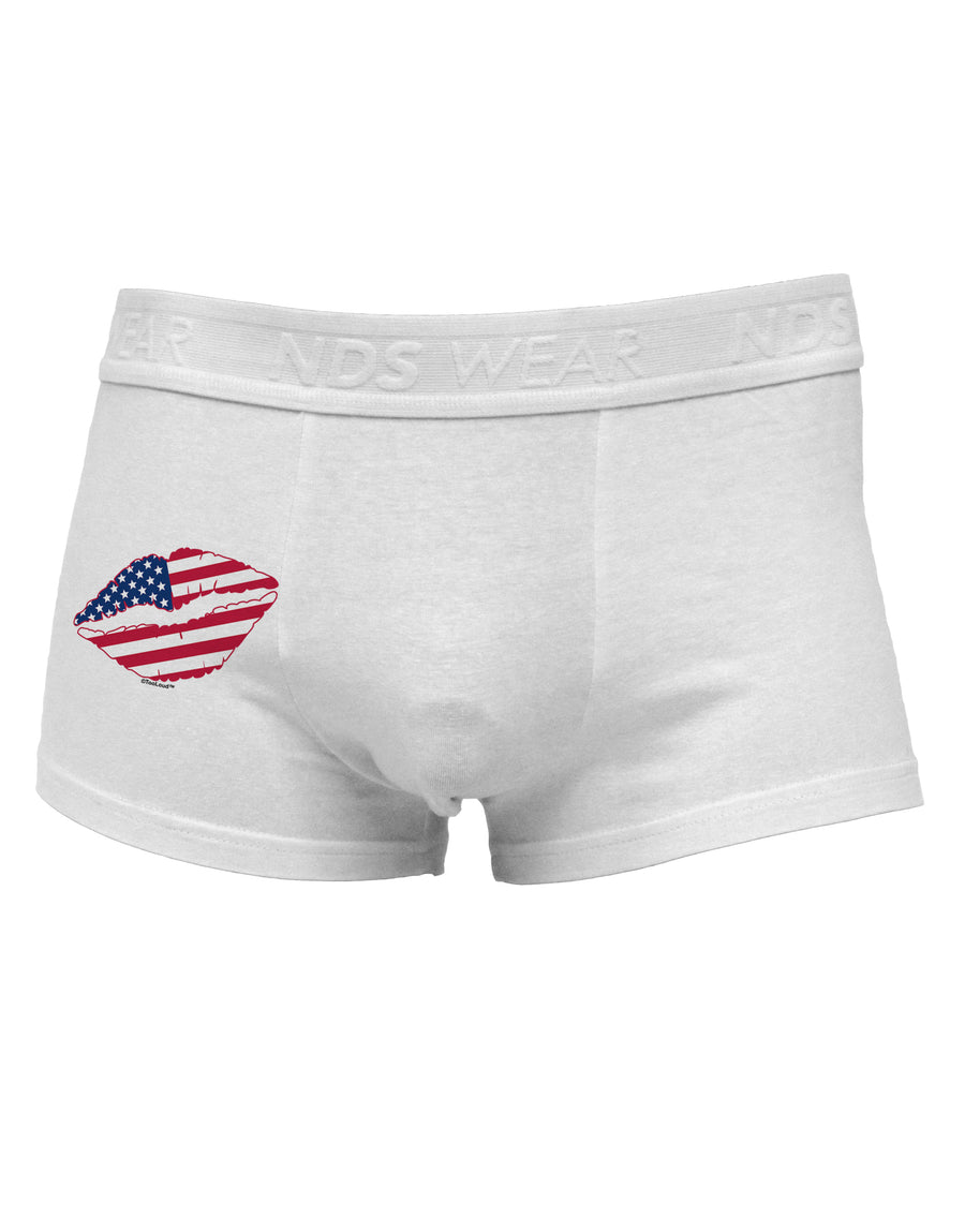 American Flag Lipstick Side Printed Mens Trunk Underwear-Mens Trunk Underwear-NDS Wear-White-Small-Davson Sales
