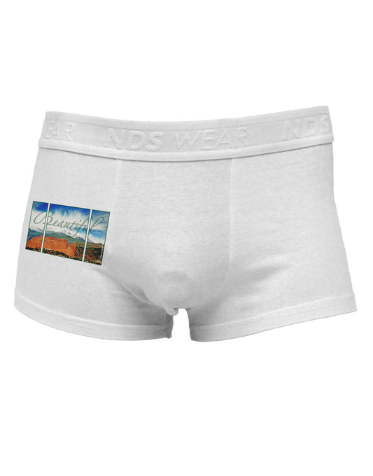 CO Beautiful View Text Side Printed Mens Trunk Underwear-Mens Trunk Underwear-NDS Wear-White-Small-Davson Sales
