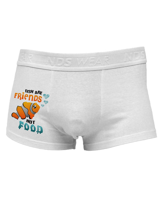 Fish Are Friends Not Food Side Printed Mens Trunk Underwear-Mens Trunk Underwear-NDS Wear-White-Small-Davson Sales