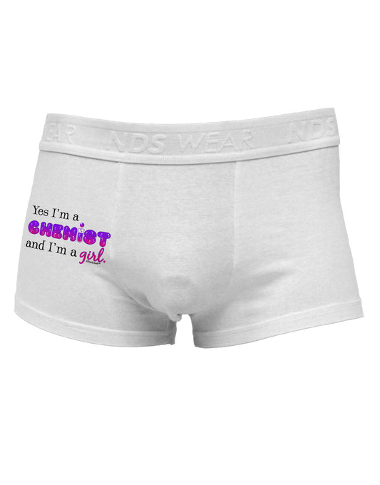 TooLoud Yes I am a Chemist Girl Side Printed Mens Trunk Underwear-Mens Trunk Underwear-NDS Wear-White-Small-Davson Sales