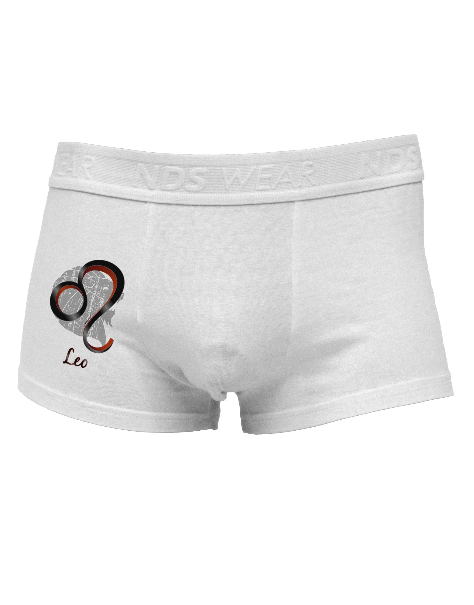 Leo Symbol Side Printed Mens Trunk Underwear-Mens Trunk Underwear-NDS Wear-White-Small-Davson Sales