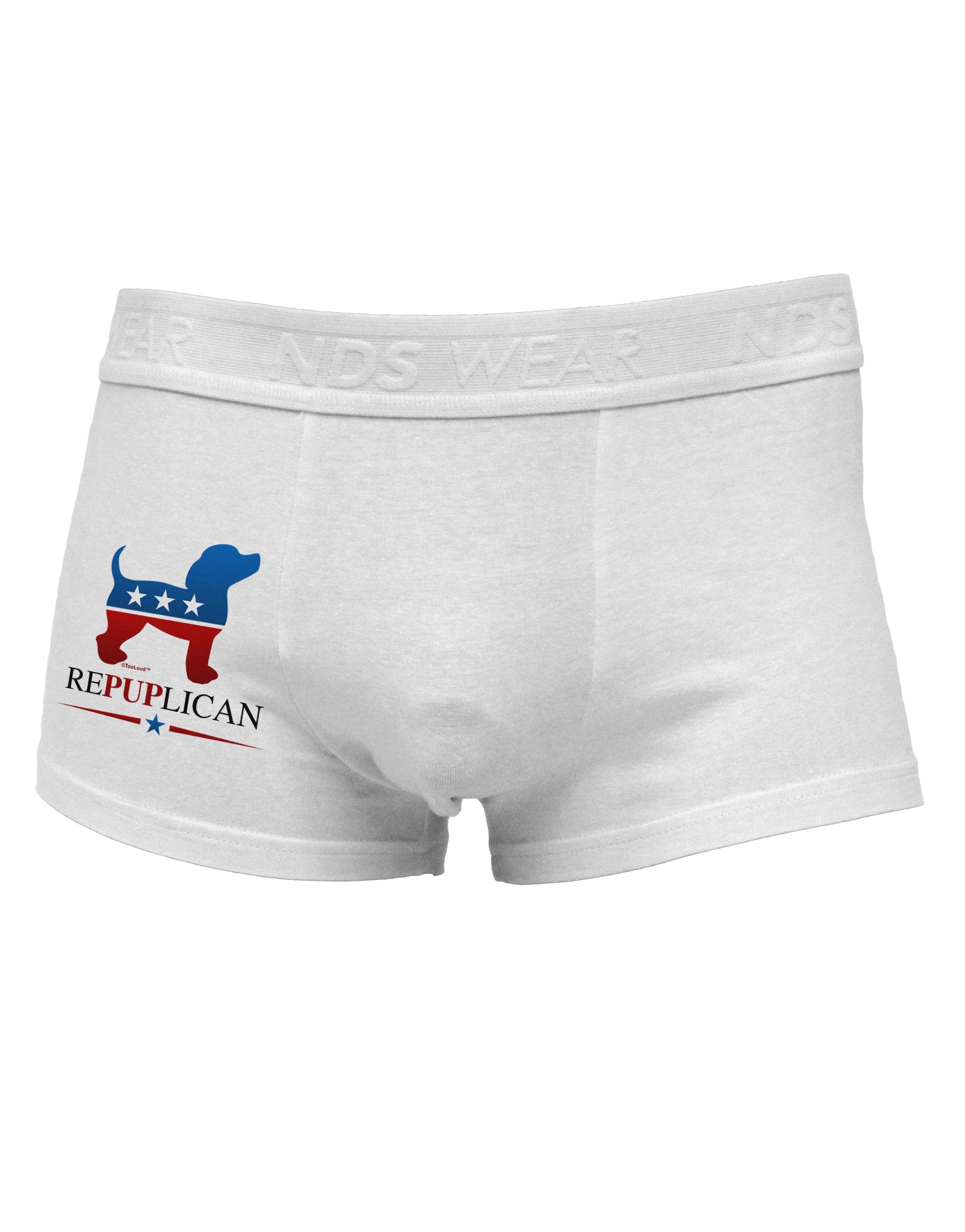 RePUPlican Side Printed Mens Trunk Underwear-Mens Trunk Underwear-NDS Wear-White-Small-Davson Sales