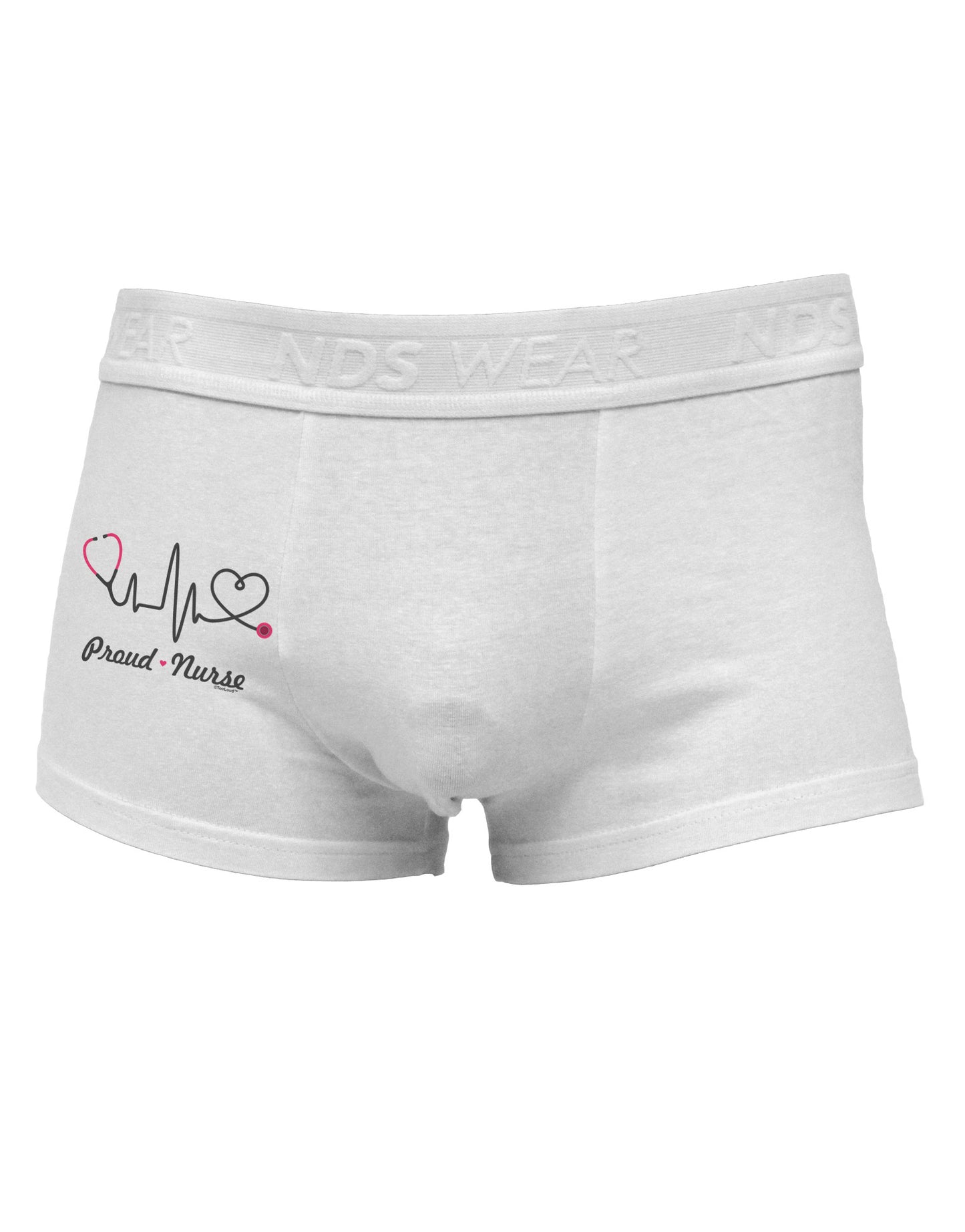Stethoscope Heartbeat Text Side Printed Mens Trunk Underwear-Mens Trunk Underwear-NDS Wear-White-Small-Davson Sales