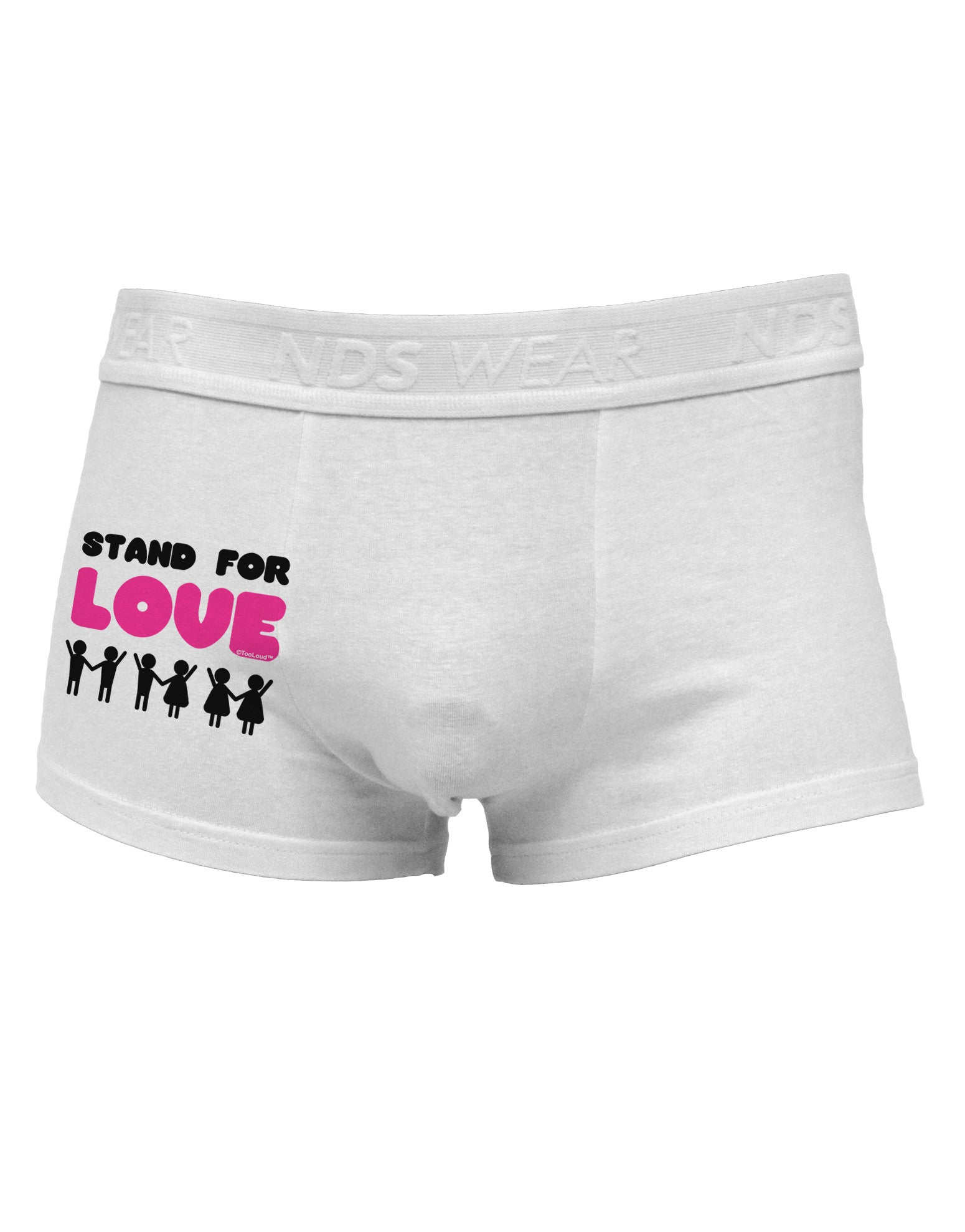Stand For Love Pink Side Printed Mens Trunk Underwear-Mens Trunk Underwear-NDS Wear-White-Small-Davson Sales