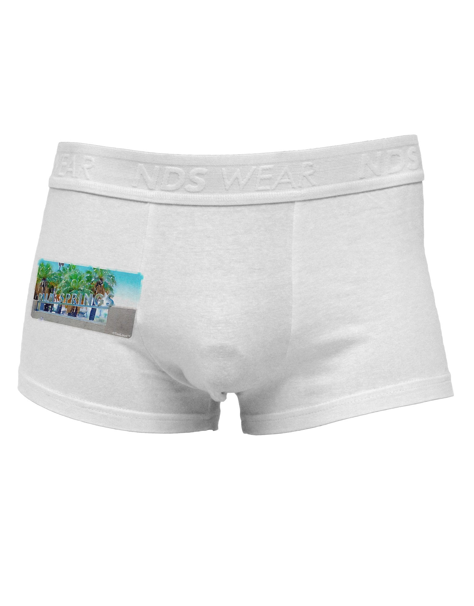 Palm Springs Watercolor Side Printed Mens Trunk Underwear-Mens Trunk Underwear-NDS Wear-White-Small-Davson Sales