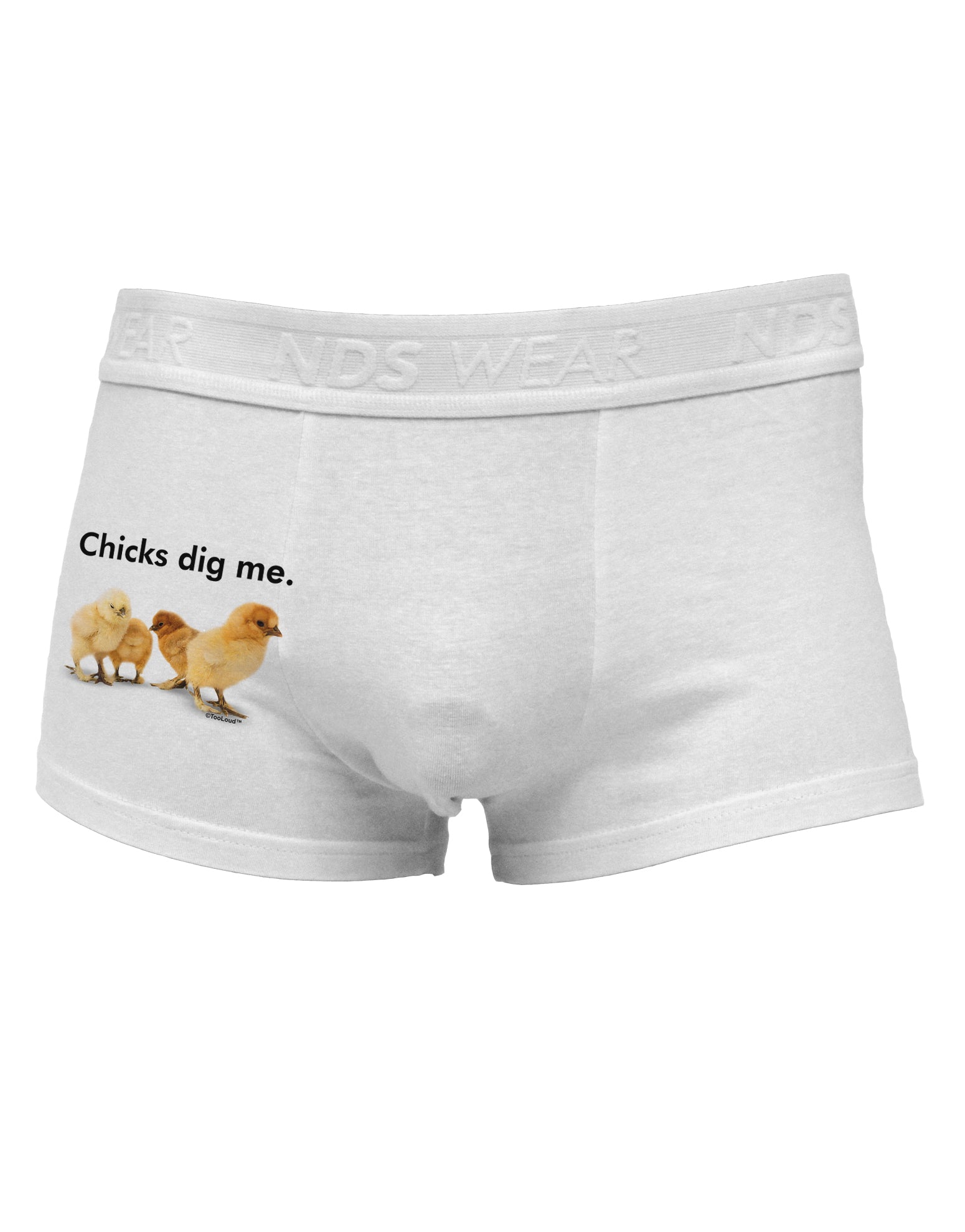 Chicks Dig Me Side Printed Mens Trunk Underwear-Mens Trunk Underwear-NDS Wear-White-Small-Davson Sales