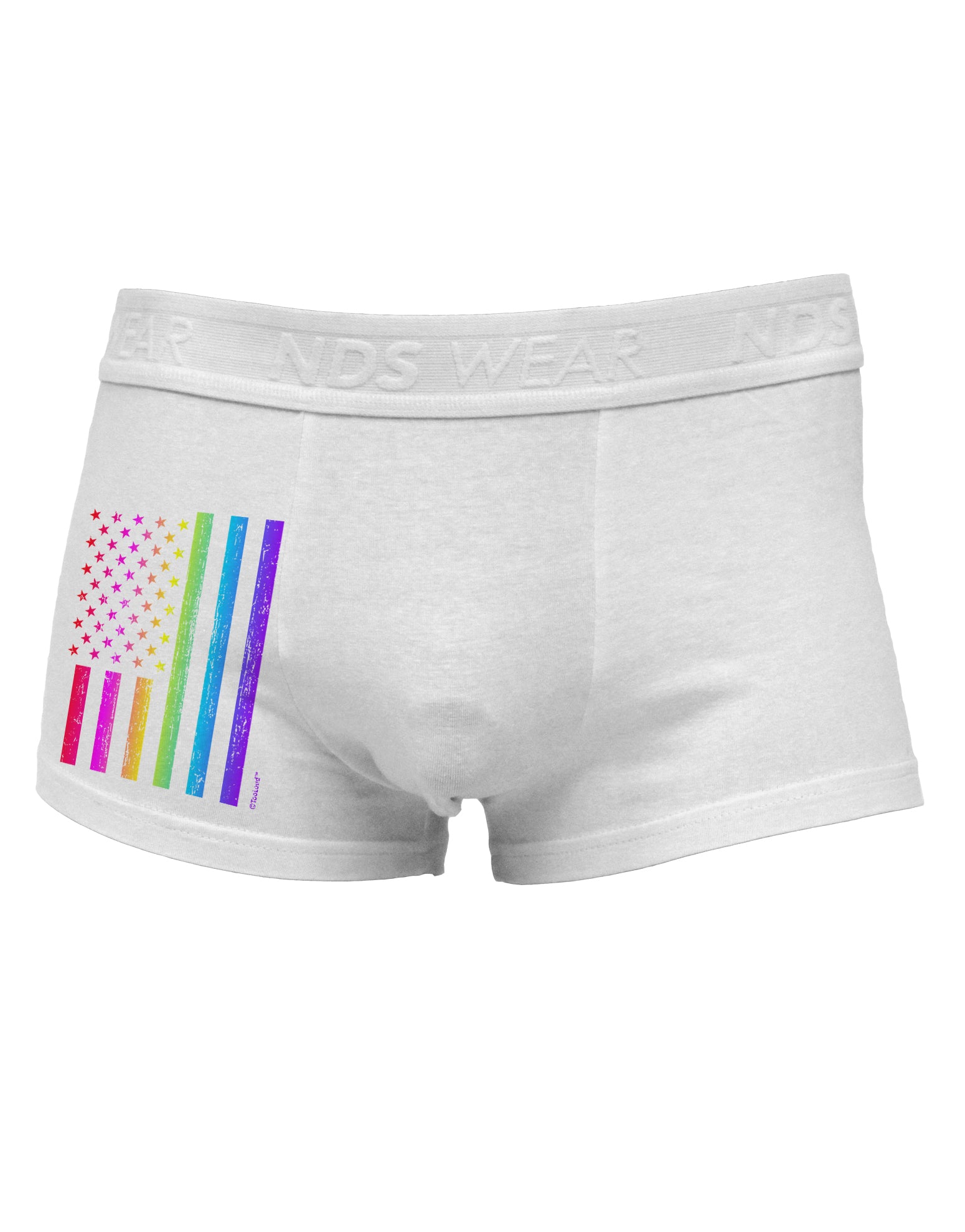 American Pride - Rainbow Flag Side Printed Mens Trunk Underwear-Mens Trunk Underwear-NDS Wear-White-Small-Davson Sales
