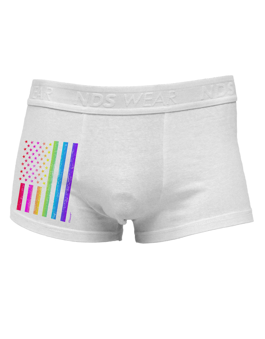 American Pride - Rainbow Flag Side Printed Mens Trunk Underwear-Mens Trunk Underwear-NDS Wear-White-Small-Davson Sales