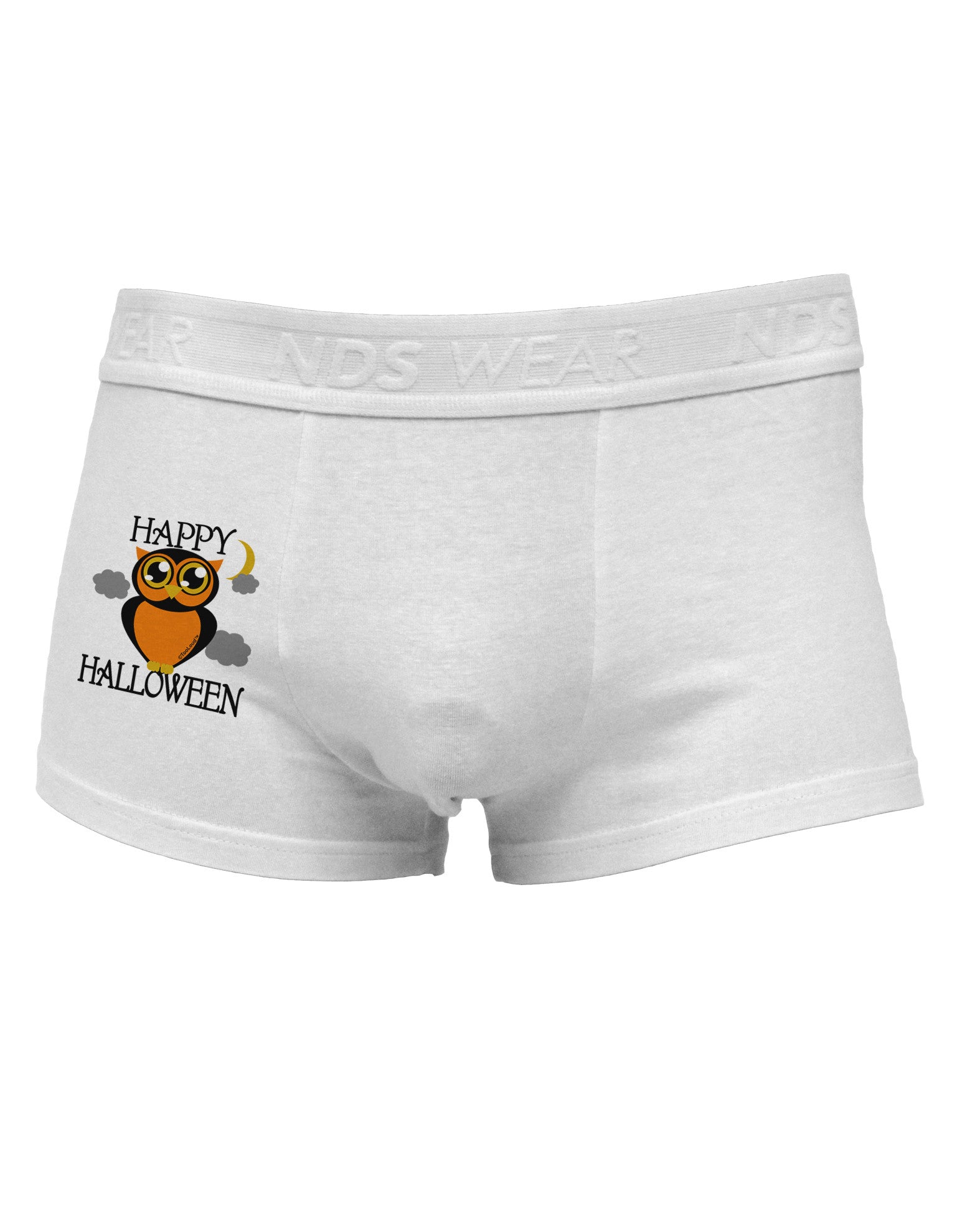 Owl Orange Text Side Printed Mens Trunk Underwear-Mens Trunk Underwear-NDS Wear-White-Small-Davson Sales