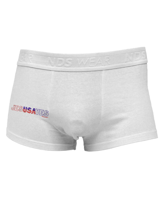 JesUSAves - Jesus Saves USA Design Side Printed Mens Trunk Underwear by TooLoud-Mens Trunk Underwear-TooLoud-White-Small-Davson Sales