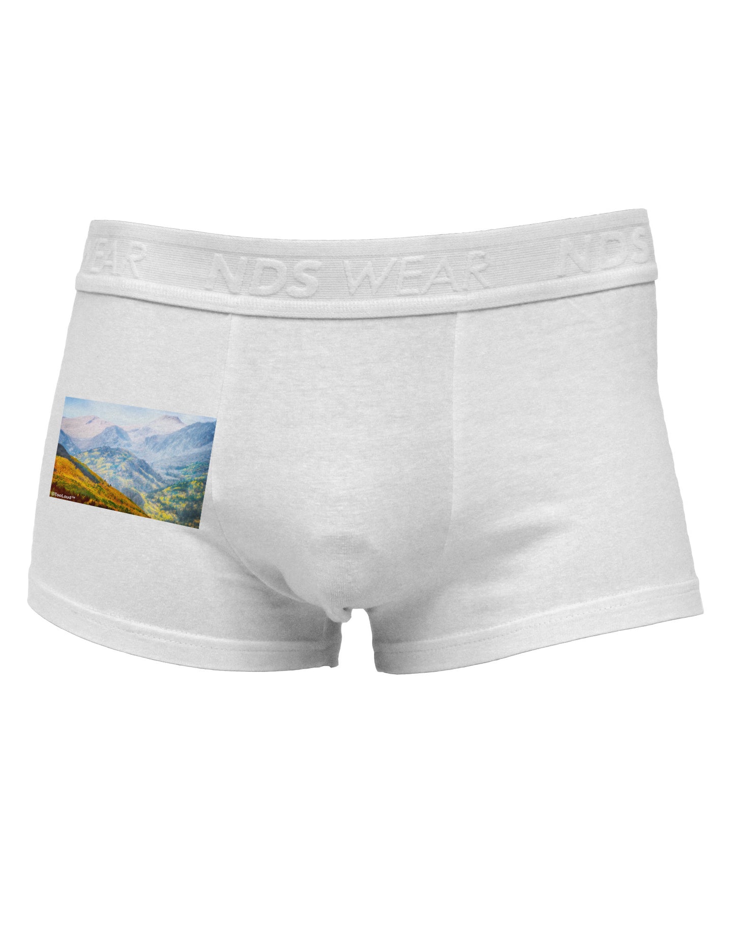 Colorado Fog Mountains Side Printed Mens Trunk Underwear-Mens Trunk Underwear-NDS Wear-White-Small-Davson Sales