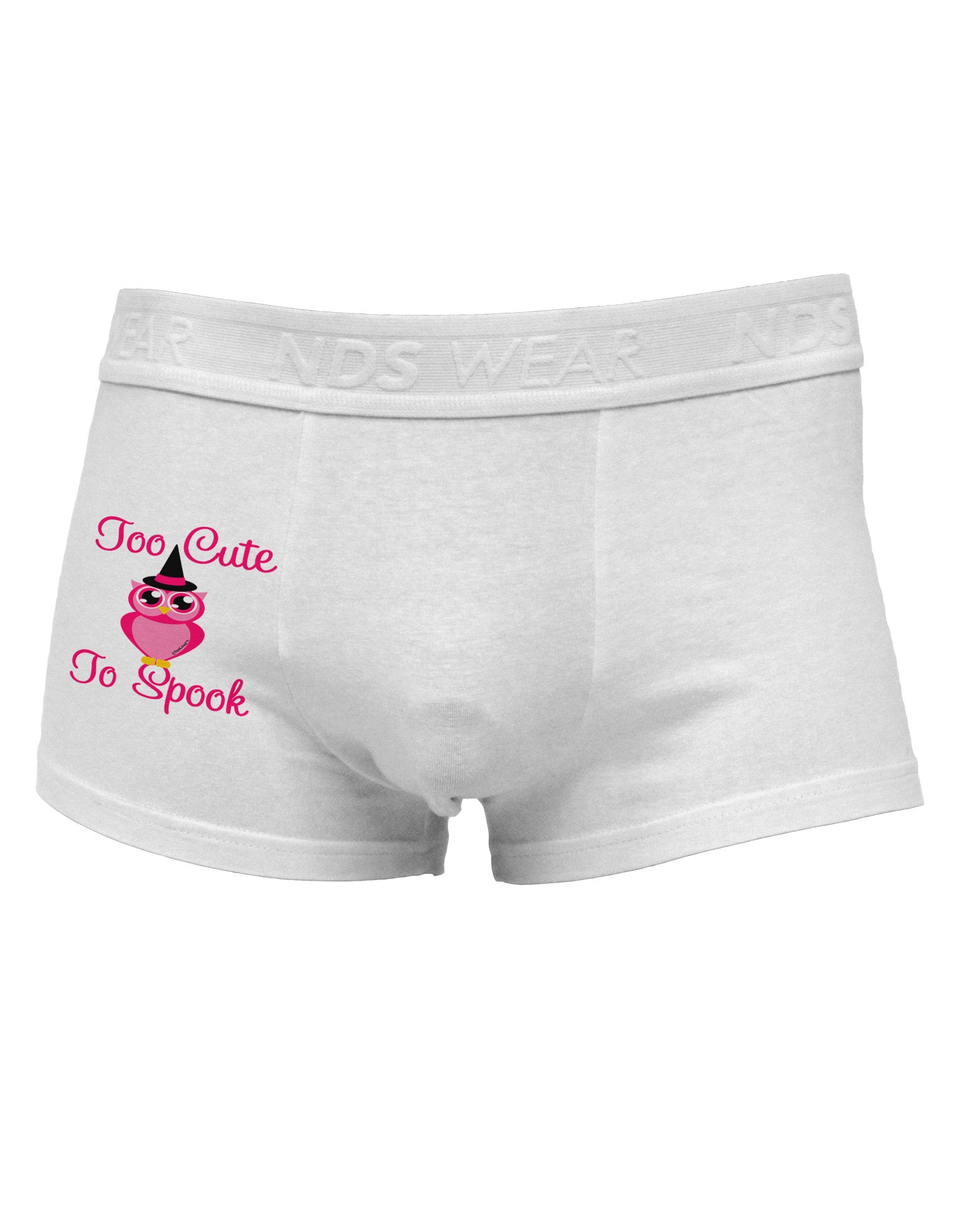Owl Too Cute Pink Side Printed Mens Trunk Underwear-Mens Trunk Underwear-NDS Wear-White-Small-Davson Sales