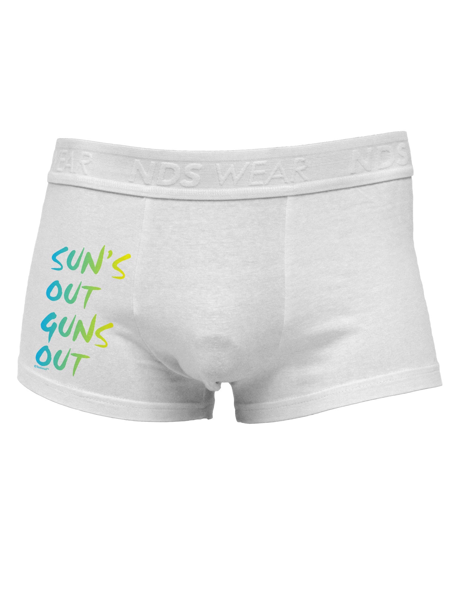 Suns Out Guns Out - Gradient Colors Side Printed Mens Trunk Underwear-Mens Trunk Underwear-NDS Wear-White-Small-Davson Sales