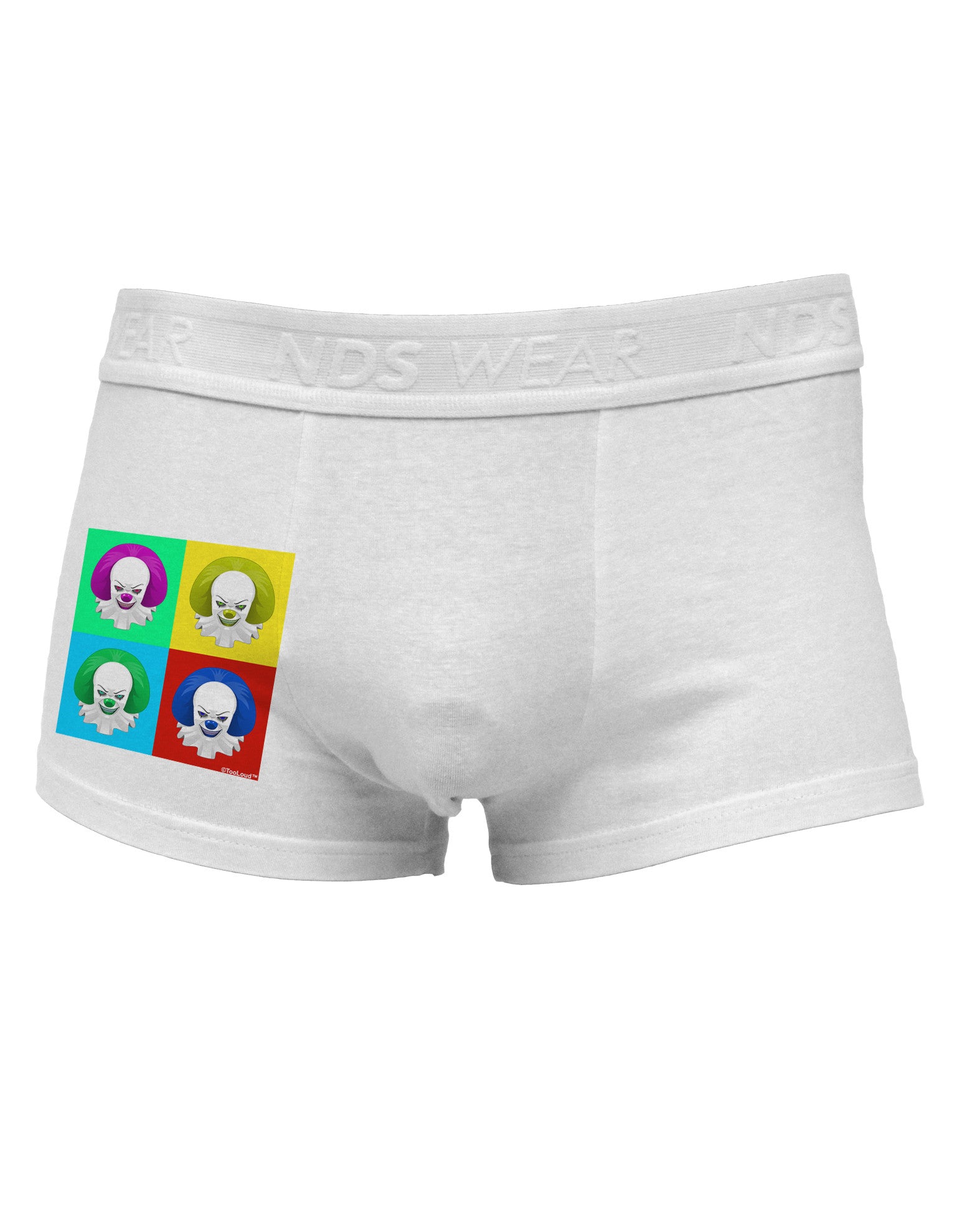 Clown Face Pop Art 2 Side Printed Mens Trunk Underwear-Mens Trunk Underwear-NDS Wear-White-Small-Davson Sales