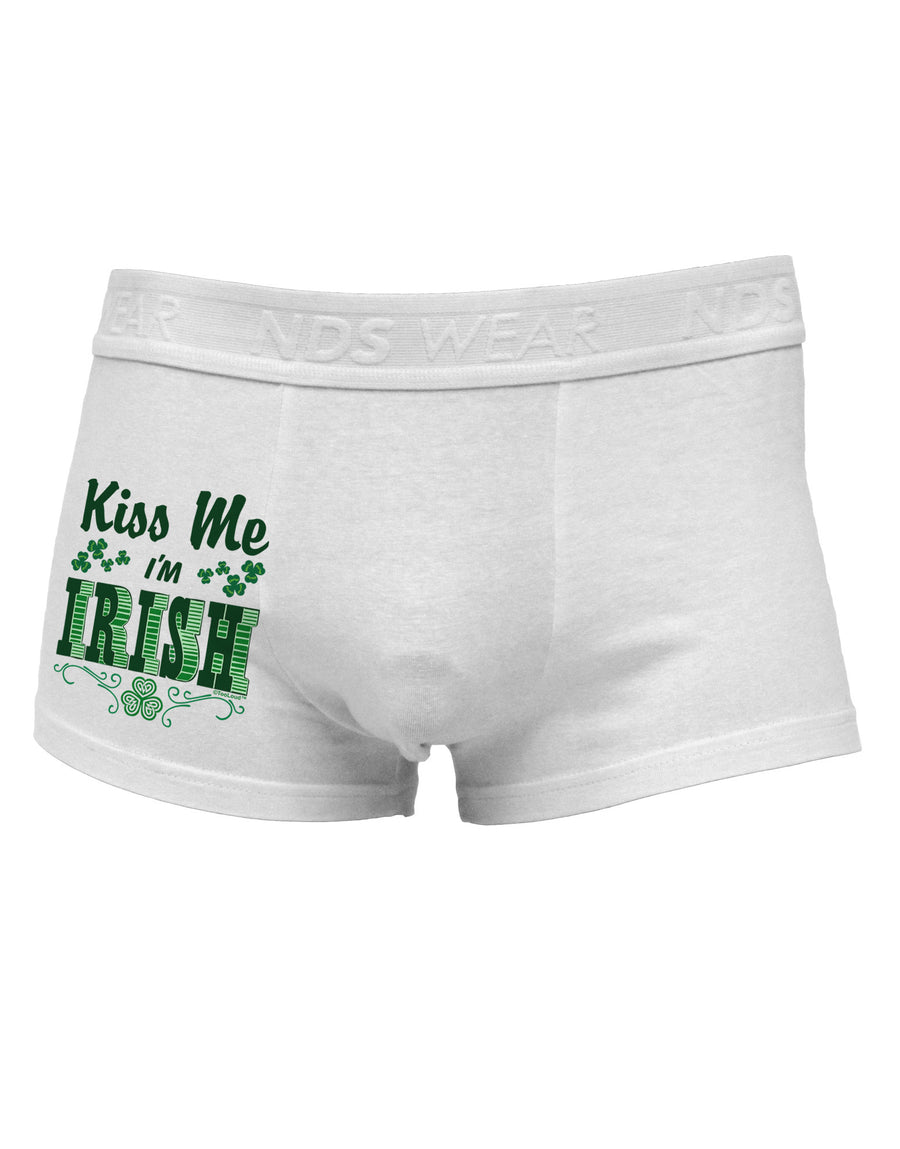 Kiss Me I'm Irish St Patricks Day Side Printed Mens Trunk Underwear-Mens Trunk Underwear-NDS Wear-White-Small-Davson Sales