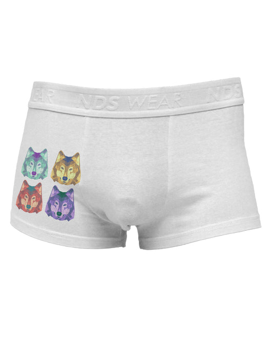 Geometric Wolf Head Pop Art Side Printed Mens Trunk Underwear-Mens Trunk Underwear-NDS Wear-White-Small-Davson Sales