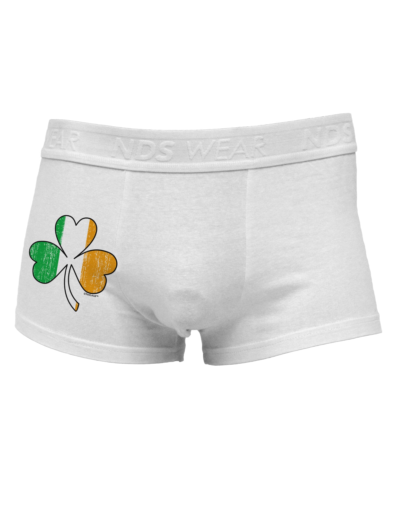 Irish Flag - Shamrock Distressed Side Printed Mens Trunk Underwear by TooLoud-Mens Trunk Underwear-NDS Wear-White-Small-Davson Sales