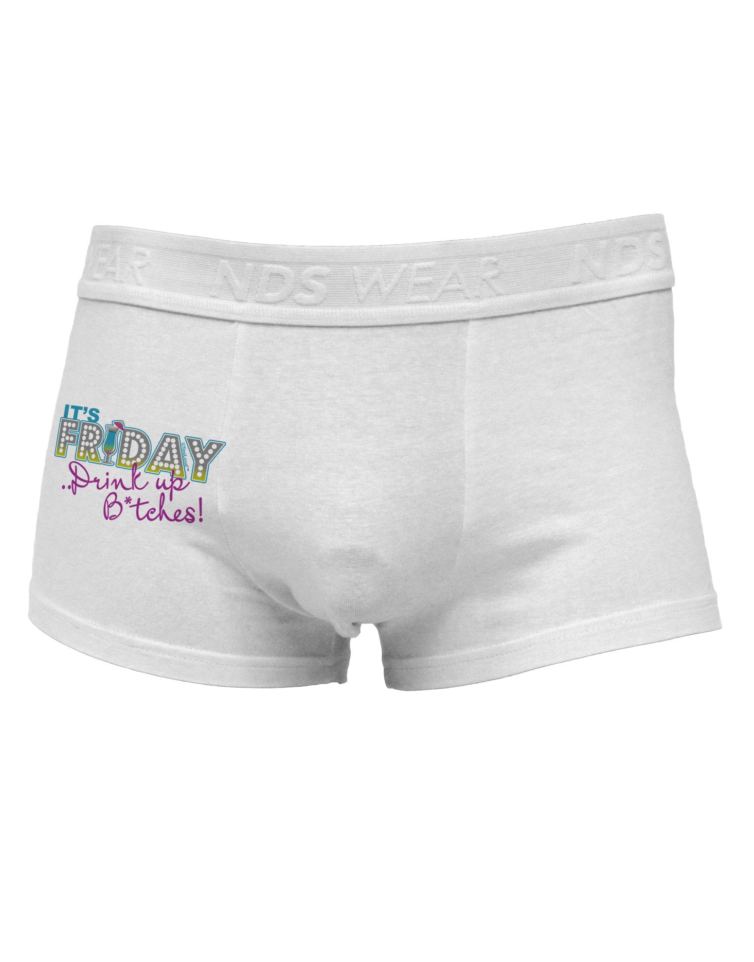 It's Friday - Drink Up Side Printed Mens Trunk Underwear-Mens Trunk Underwear-NDS Wear-White-Small-Davson Sales
