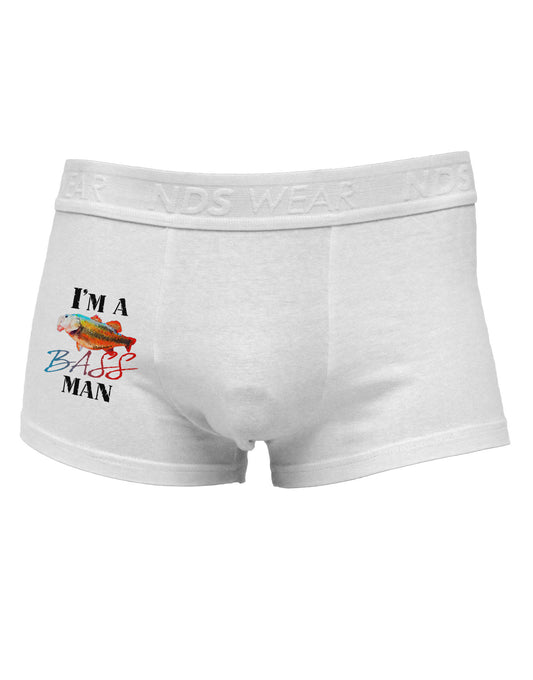 I'm A Bass Man Watercolor Side Printed Mens Trunk Underwear-Mens Trunk Underwear-NDS Wear-White-Small-Davson Sales