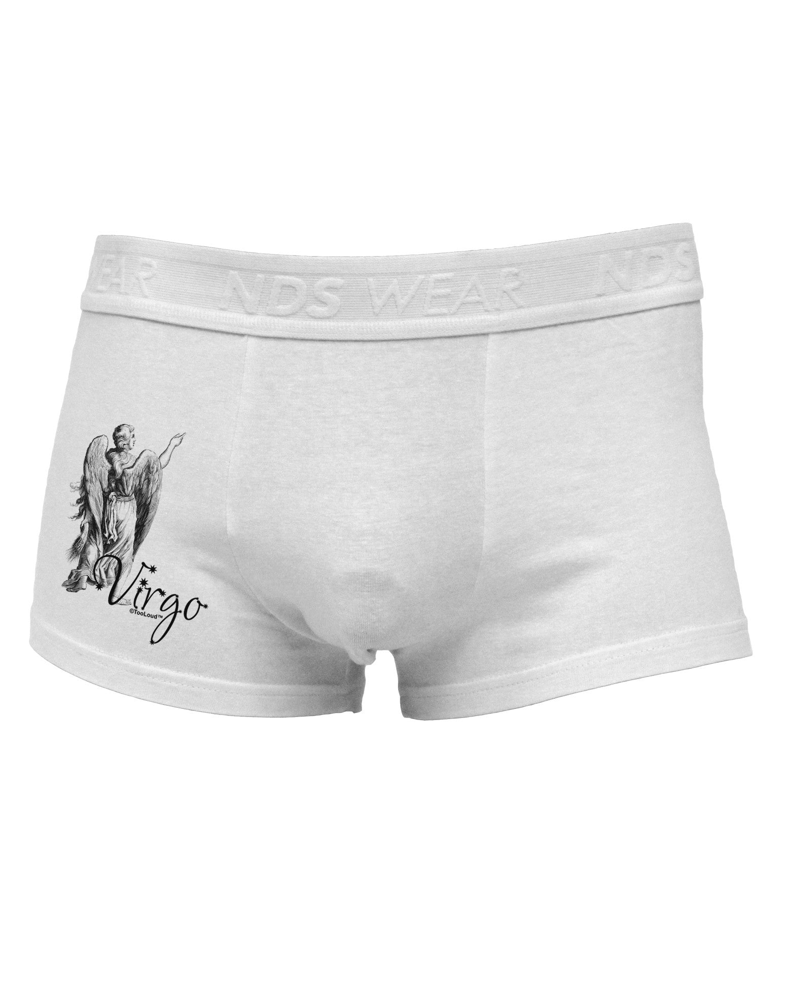Virgo Illustration Side Printed Mens Trunk Underwear-Mens Trunk Underwear-NDS Wear-White-Small-Davson Sales