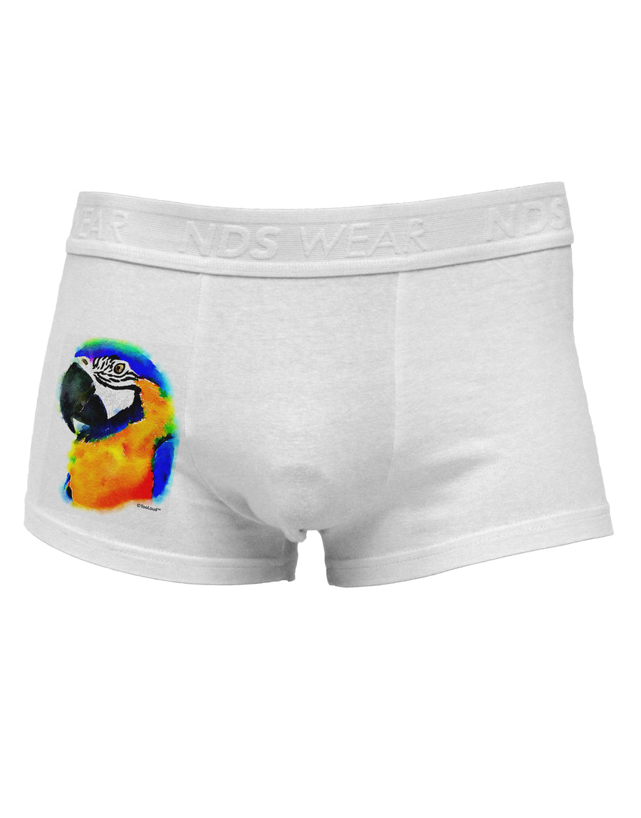 Brightly Colored Parrot Watercolor Side Printed Mens Trunk Underwear-Mens Trunk Underwear-NDS Wear-White-Small-Davson Sales