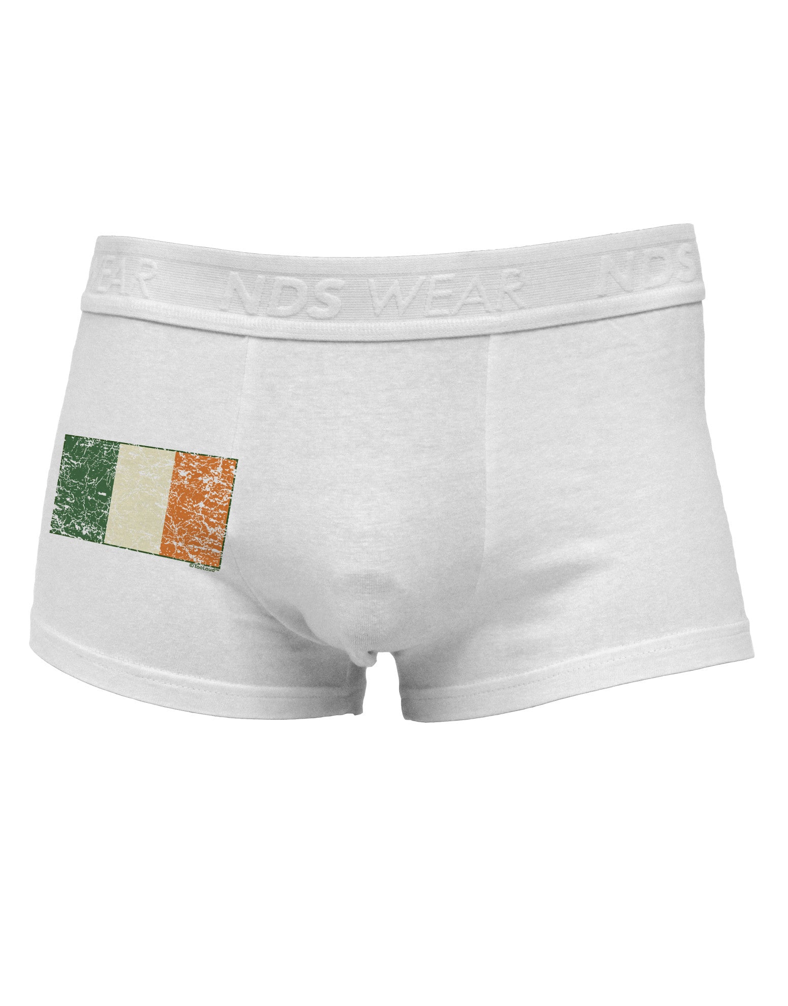 Distressed Irish Flag - Flag of Ireland Side Printed Mens Trunk Underwear-Mens Trunk Underwear-NDS Wear-White-Small-Davson Sales