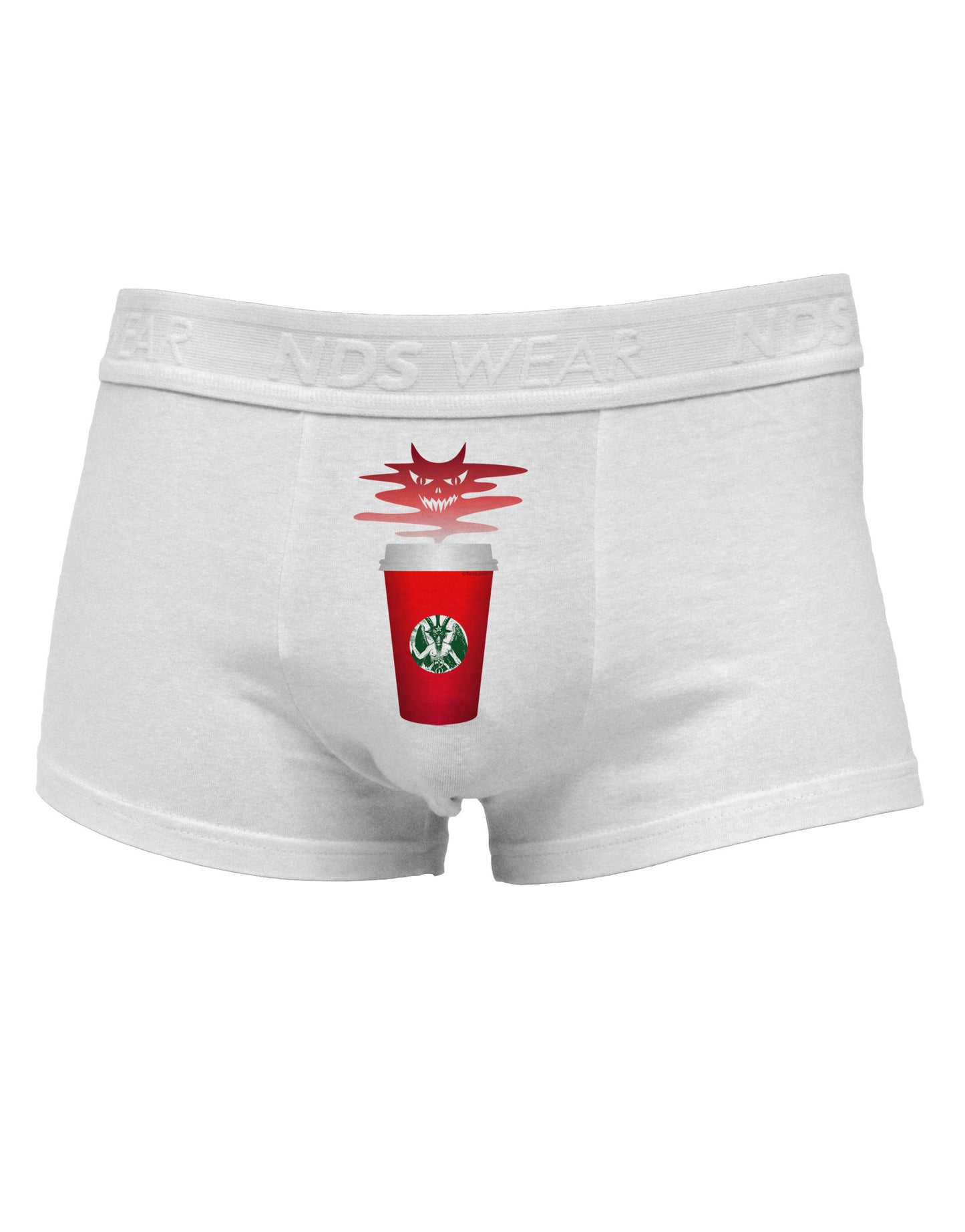 Red Cup Satan Coffee Mens Cotton Trunk Underwear by NDS Wear-Men's Trunk Underwear-NDS Wear-White-Small-Davson Sales