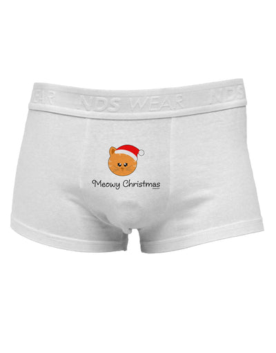 Meowy Christmas Cute Cat Santa HatMens Cotton Trunk Underwear-Men's Trunk Underwear-NDS Wear-White-Small-Davson Sales