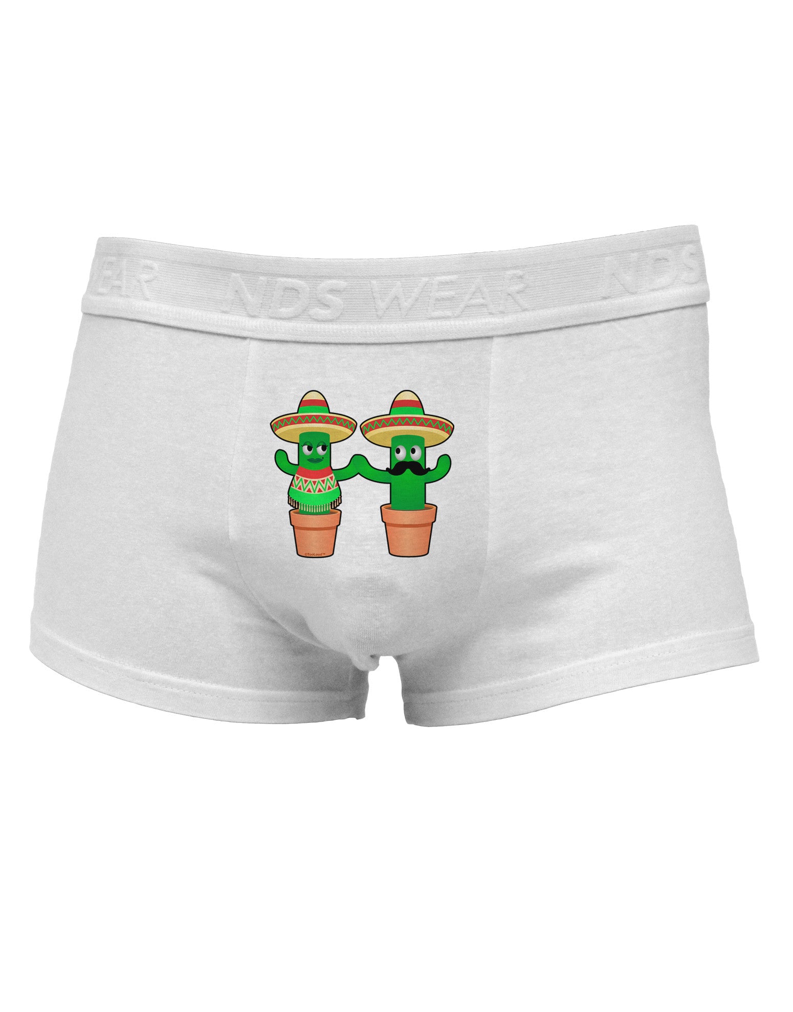 Fiesta Cactus Couple Mens Cotton Trunk Underwear-Men's Trunk Underwear-NDS Wear-White-Small-Davson Sales