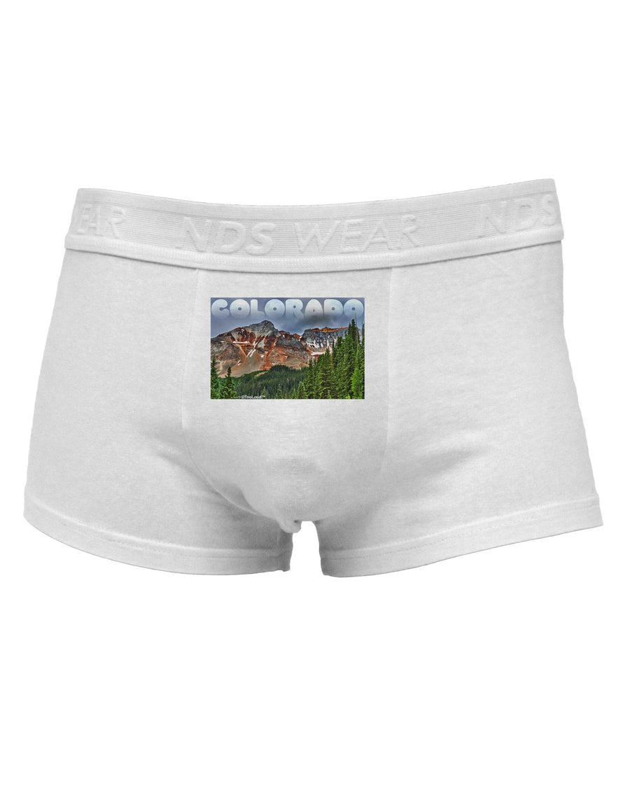 Colorado Mountains Forrest Text Mens Cotton Trunk Underwear-Men's Trunk Underwear-NDS Wear-White-Small-Davson Sales