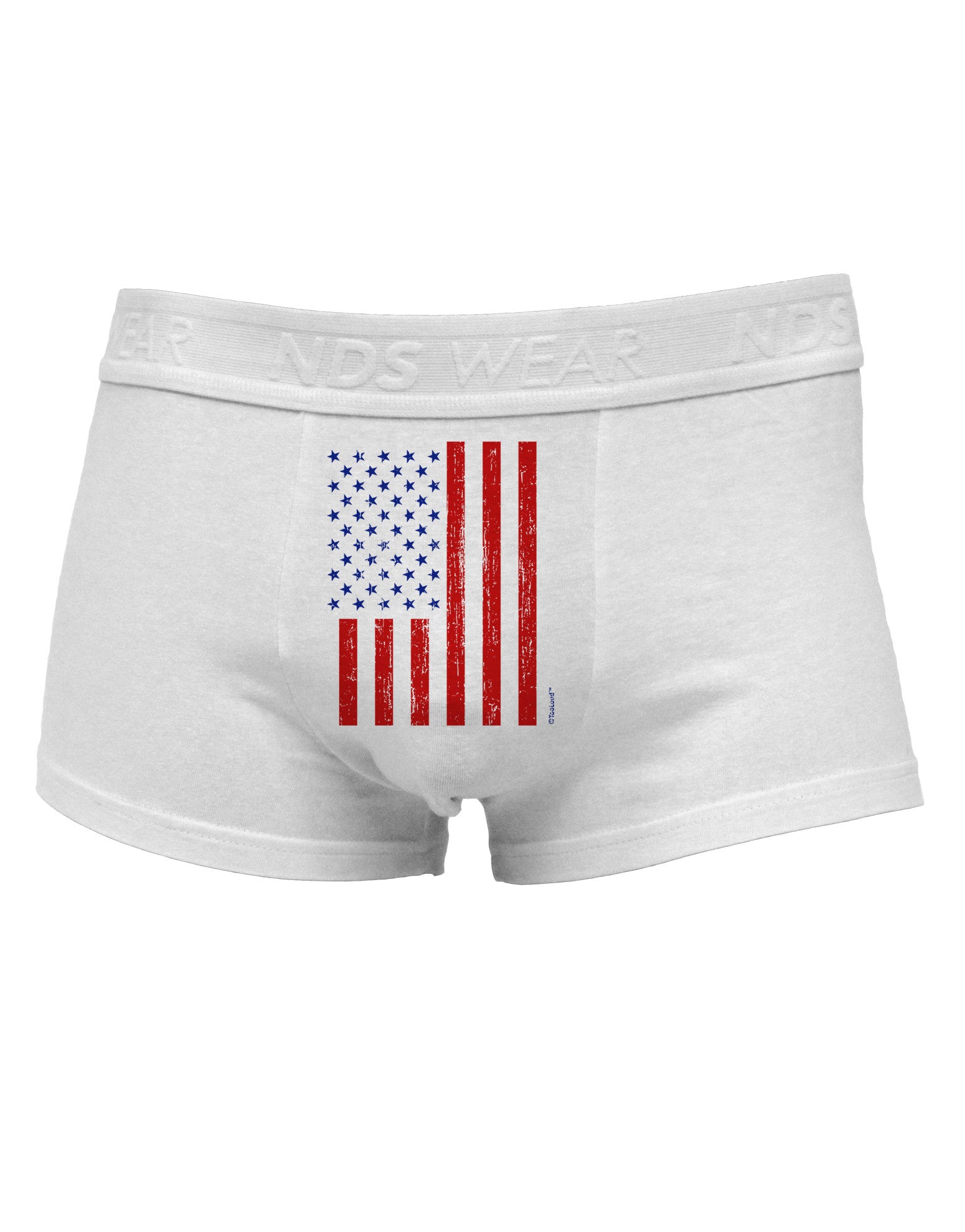 Red and Blue Stamp Style American Flag - Distressed Mens Cotton Trunk Underwear by TooLoud-Men's Trunk Underwear-NDS Wear-White-Small-Davson Sales