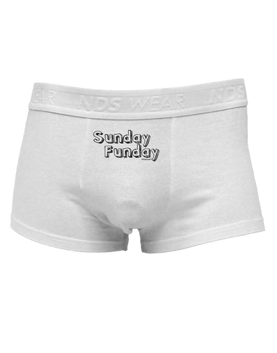 Sunday Funday Text Design Mens Cotton Trunk Underwear-Men's Trunk Underwear-NDS Wear-White-Small-Davson Sales