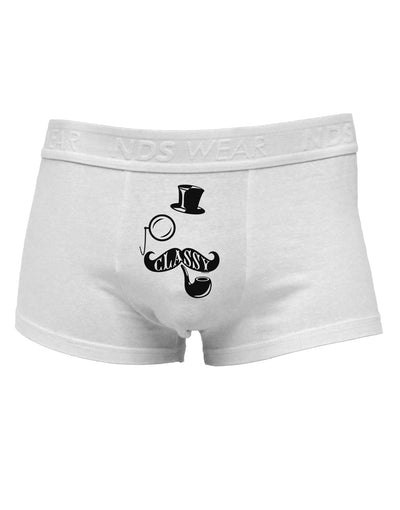 Classy Tophat Mustache Pipe and MonocleMens Cotton Trunk Underwear-Men's Trunk Underwear-NDS Wear-White-Small-Davson Sales