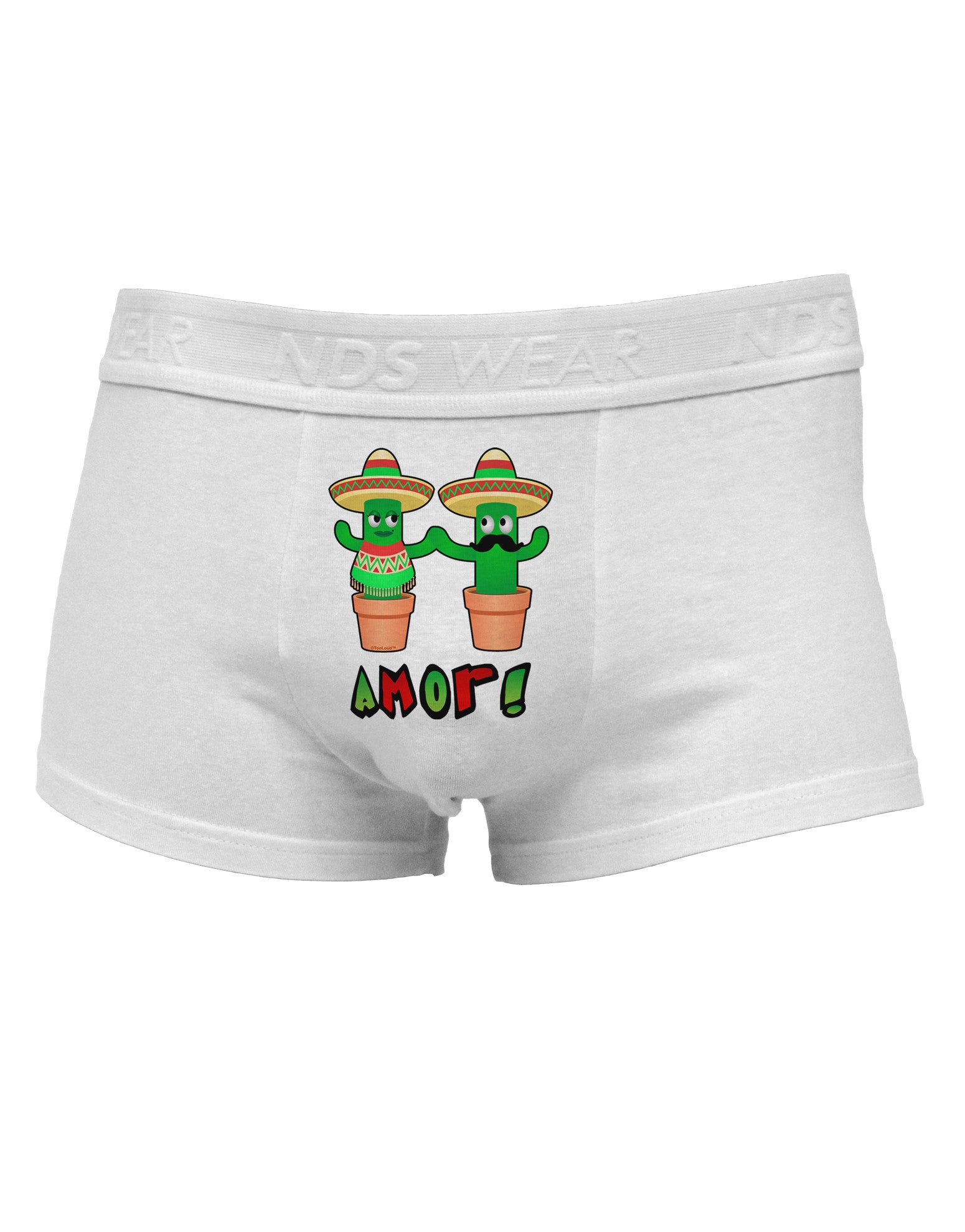 Fiesta Cactus Couple Amor Mens Cotton Trunk Underwear-Men's Trunk Underwear-NDS Wear-White-Small-Davson Sales