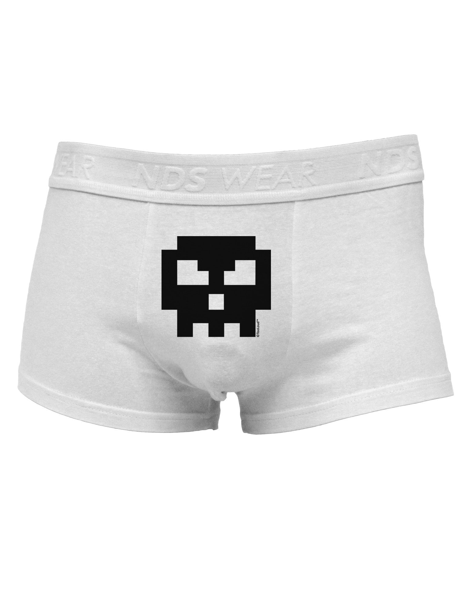 Retro 8-Bit Skull Mens Cotton Trunk Underwear-Men's Trunk Underwear-NDS Wear-White-Small-Davson Sales