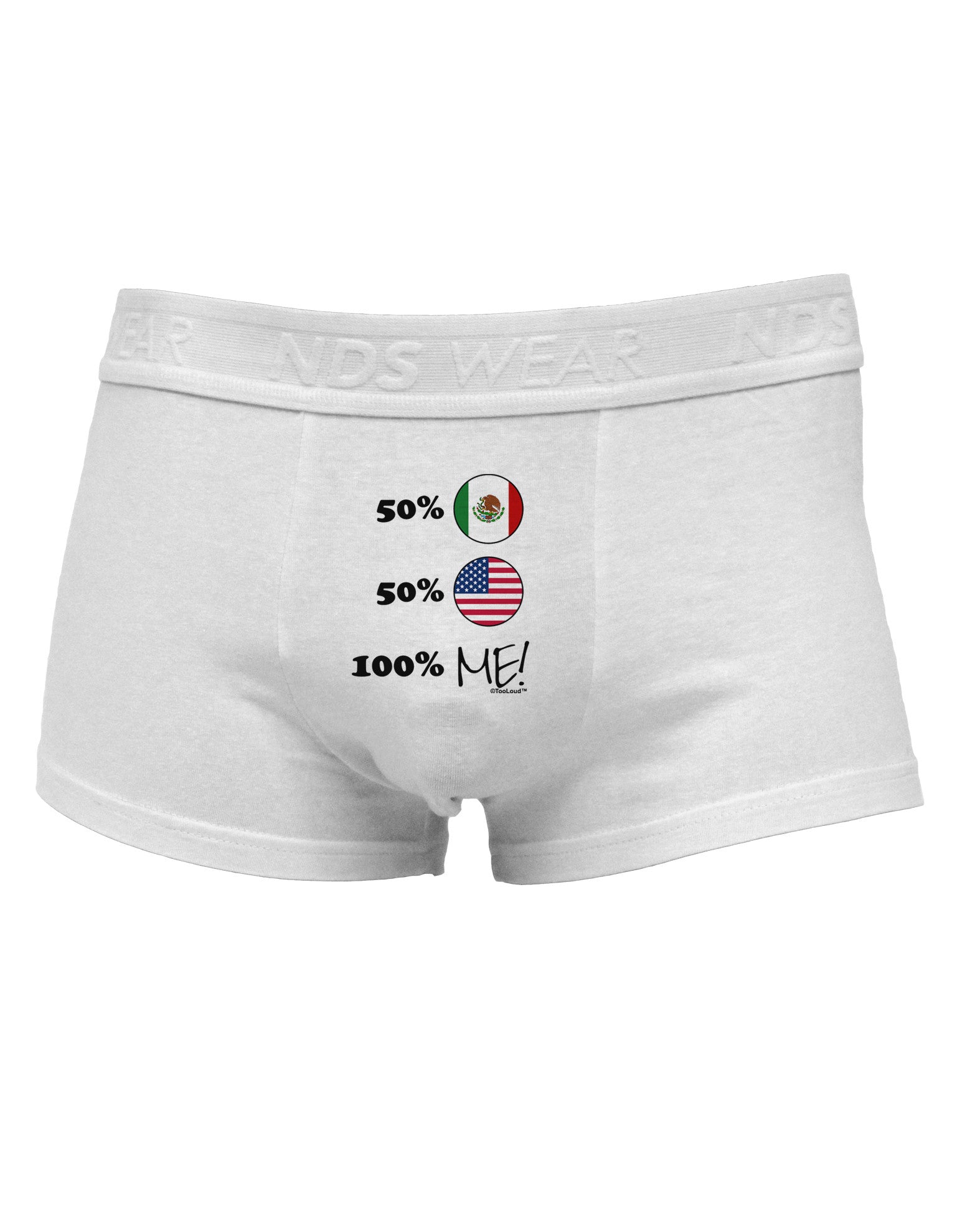 Mexican American 100 Percent Me Mens Cotton Trunk Underwear-Men's Trunk Underwear-NDS Wear-White-Small-Davson Sales