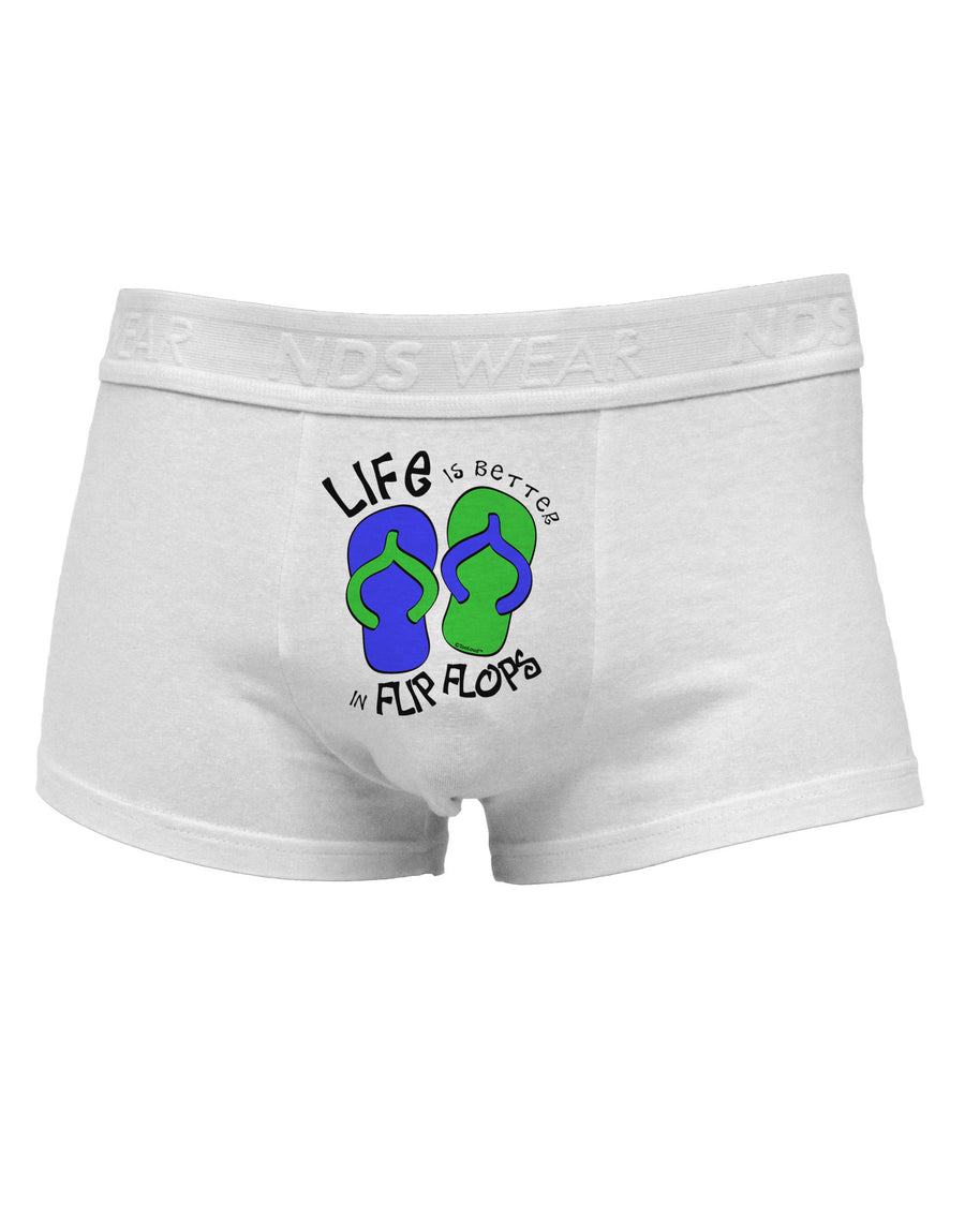 Life is Better in Flip Flops - Blue and Green Mens Cotton Trunk Underwear-Men's Trunk Underwear-NDS Wear-White-Small-Davson Sales