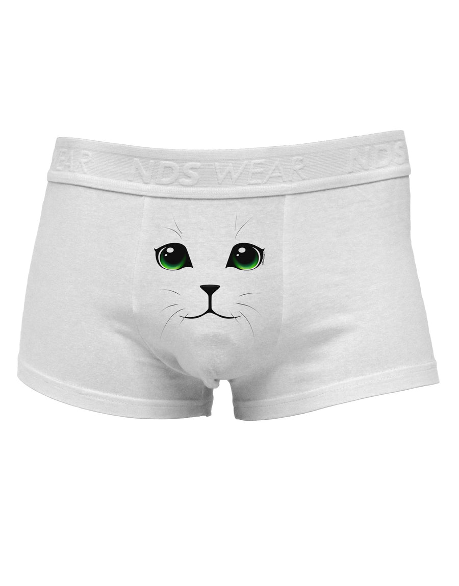 Green-Eyed Cute Cat Face Mens Cotton Trunk Underwear-Men's Trunk Underwear-NDS Wear-White-Small-Davson Sales