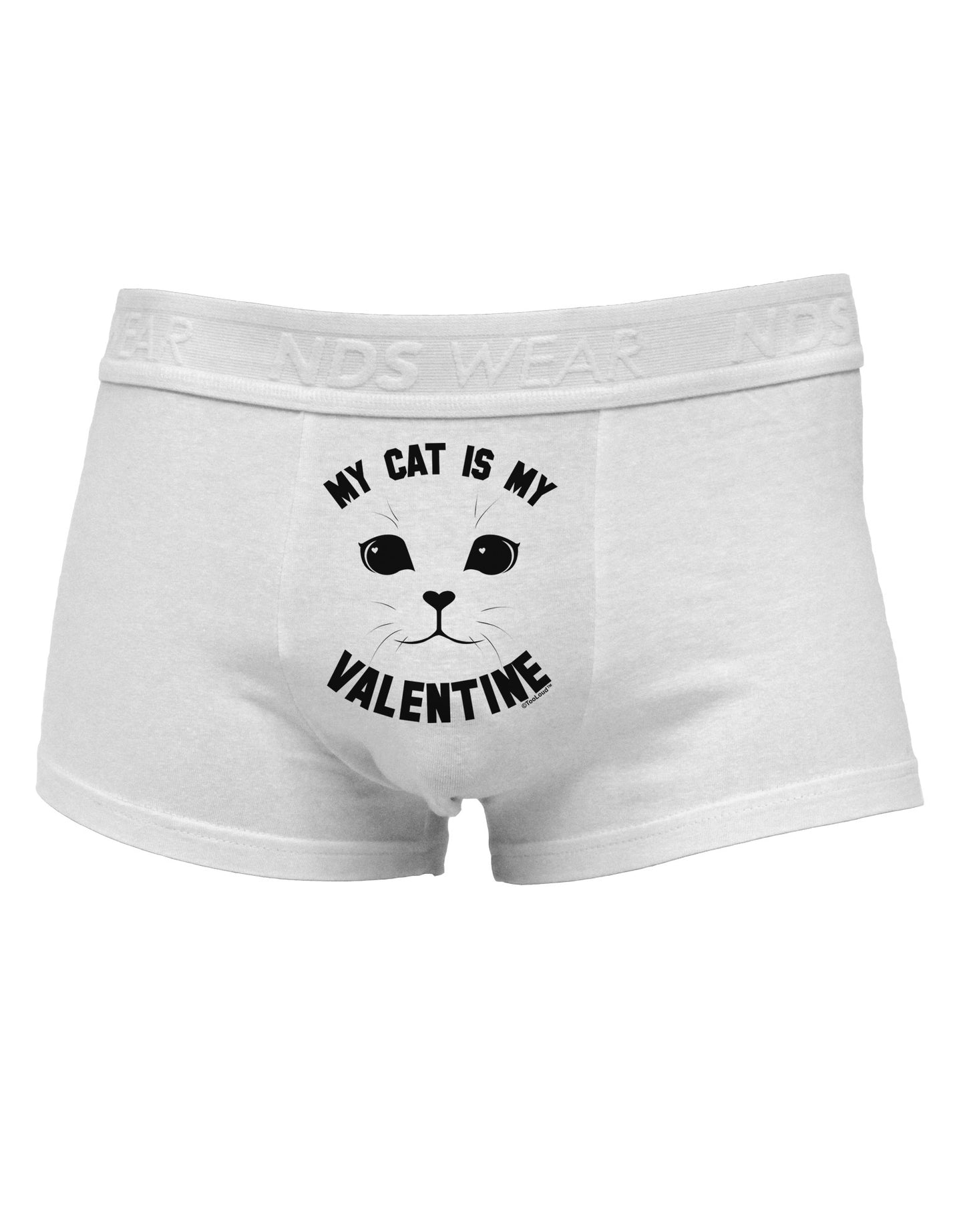 My Cat is my Valentine Mens Cotton Trunk Underwear by NDS Wear-Men's Trunk Underwear-NDS Wear-White-Small-Davson Sales
