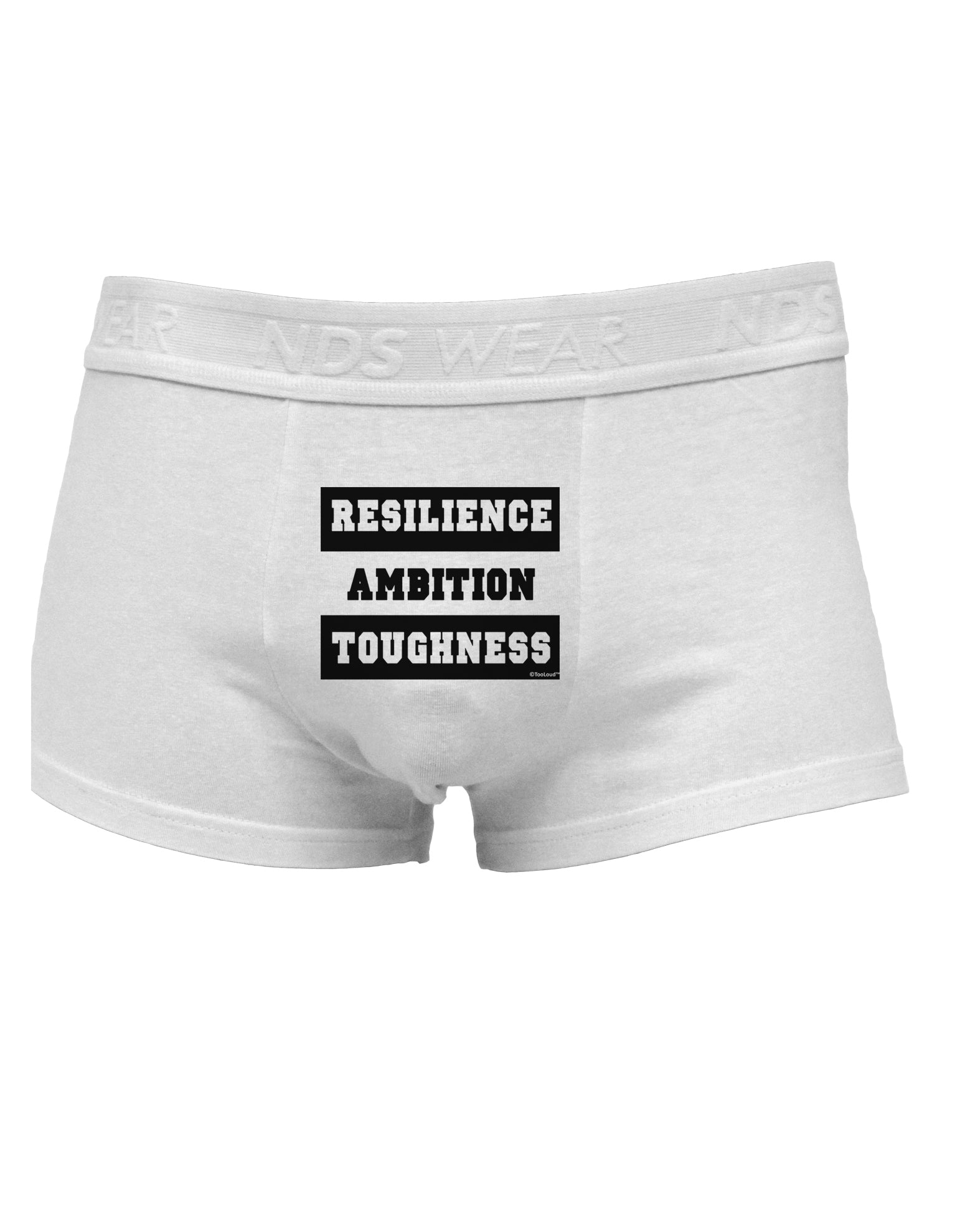 RESILIENCE AMBITION TOUGHNESS Mens Cotton Trunk Underwear-Men's Trunk Underwear-NDS Wear-White-Small-Davson Sales