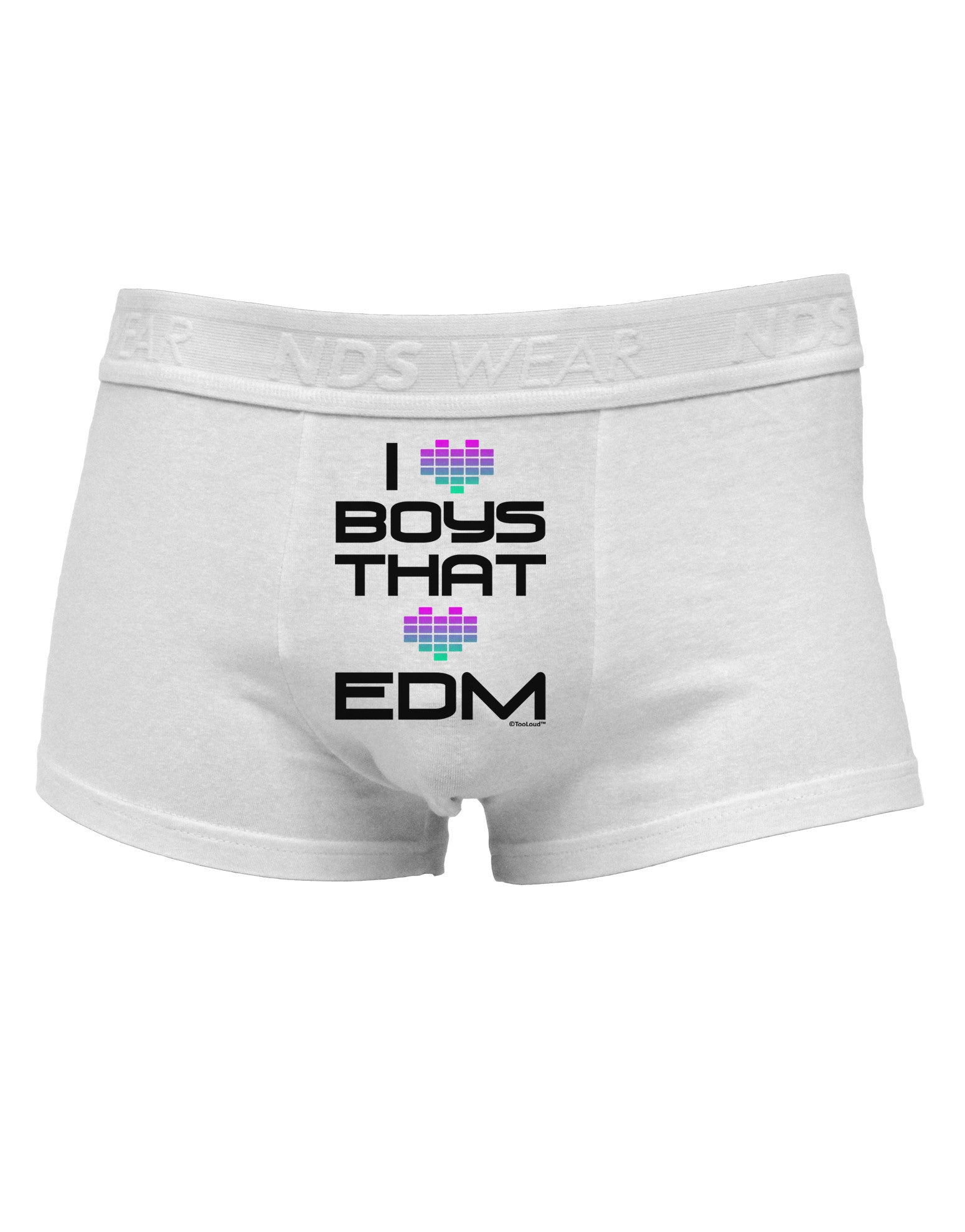 I Heart Boys That Heart EDM Mens Cotton Trunk Underwear-Men's Trunk Underwear-NDS Wear-White-Small-Davson Sales
