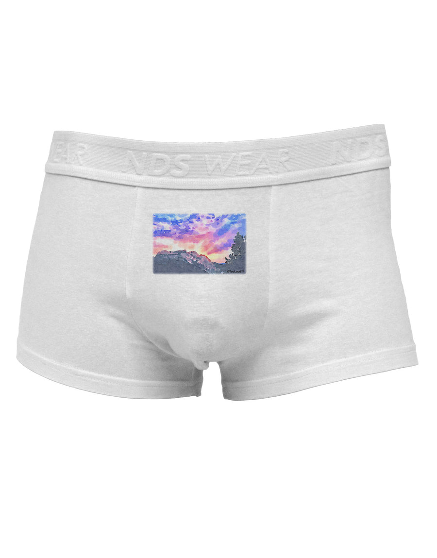 Colorado Rainbow Sunset Watercolor Mens Cotton Trunk Underwear-Men's Trunk Underwear-NDS Wear-White-Small-Davson Sales