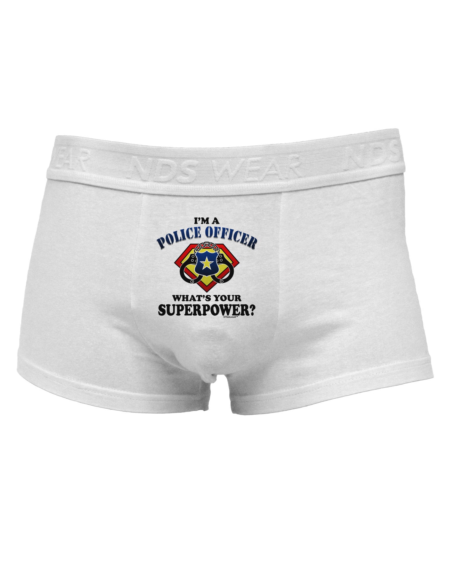 Police Officer - Superpower Mens Cotton Trunk Underwear-Men's Trunk Underwear-NDS Wear-White-Small-Davson Sales