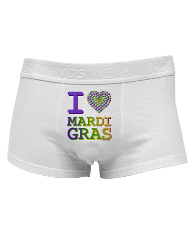 I Love Heart Mardi GrasMens Cotton Trunk Underwear-Men's Trunk Underwear-NDS Wear-White-Small-Davson Sales