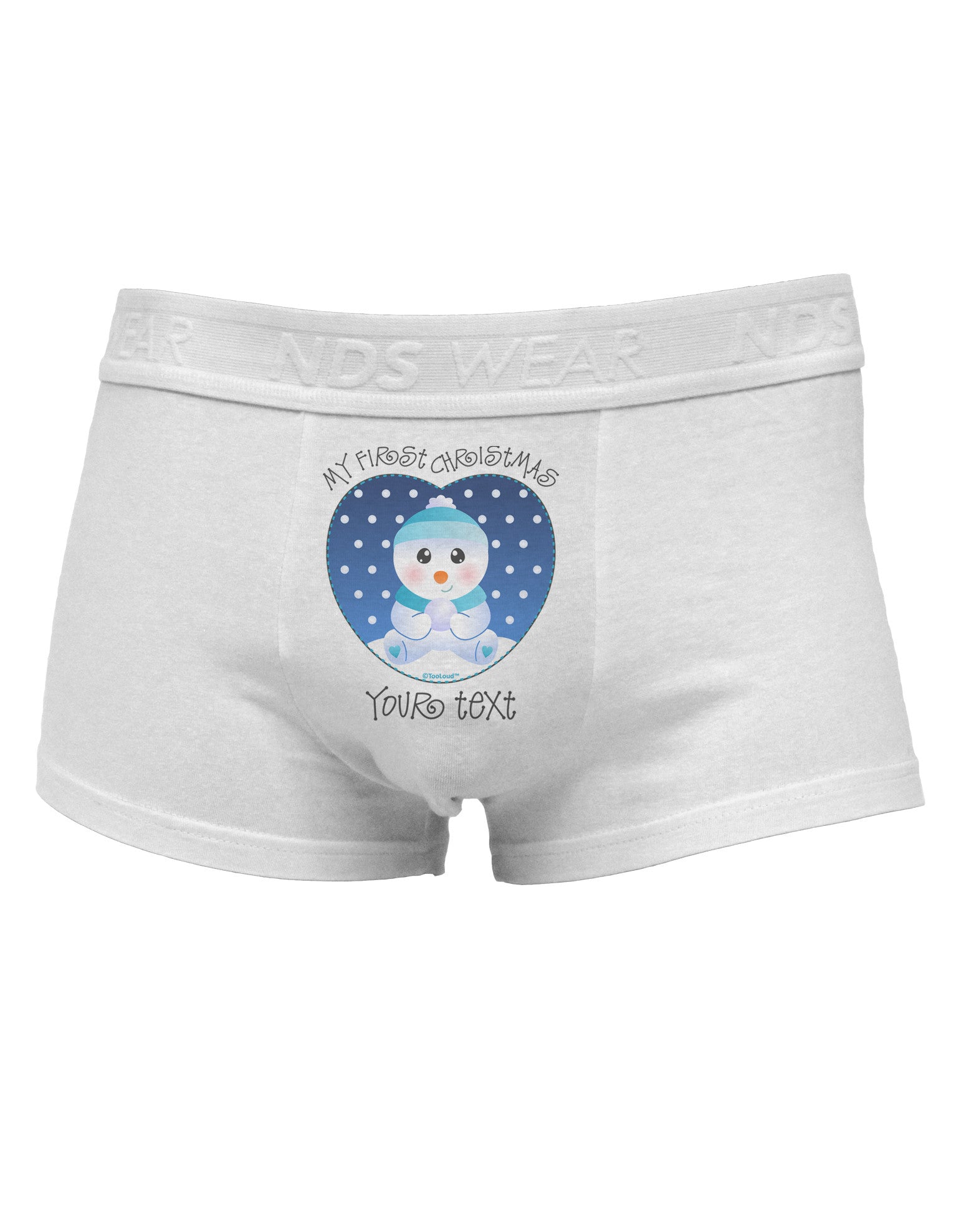 Personalized My First Christmas Snowbaby Blue Mens Cotton Trunk Underwear
