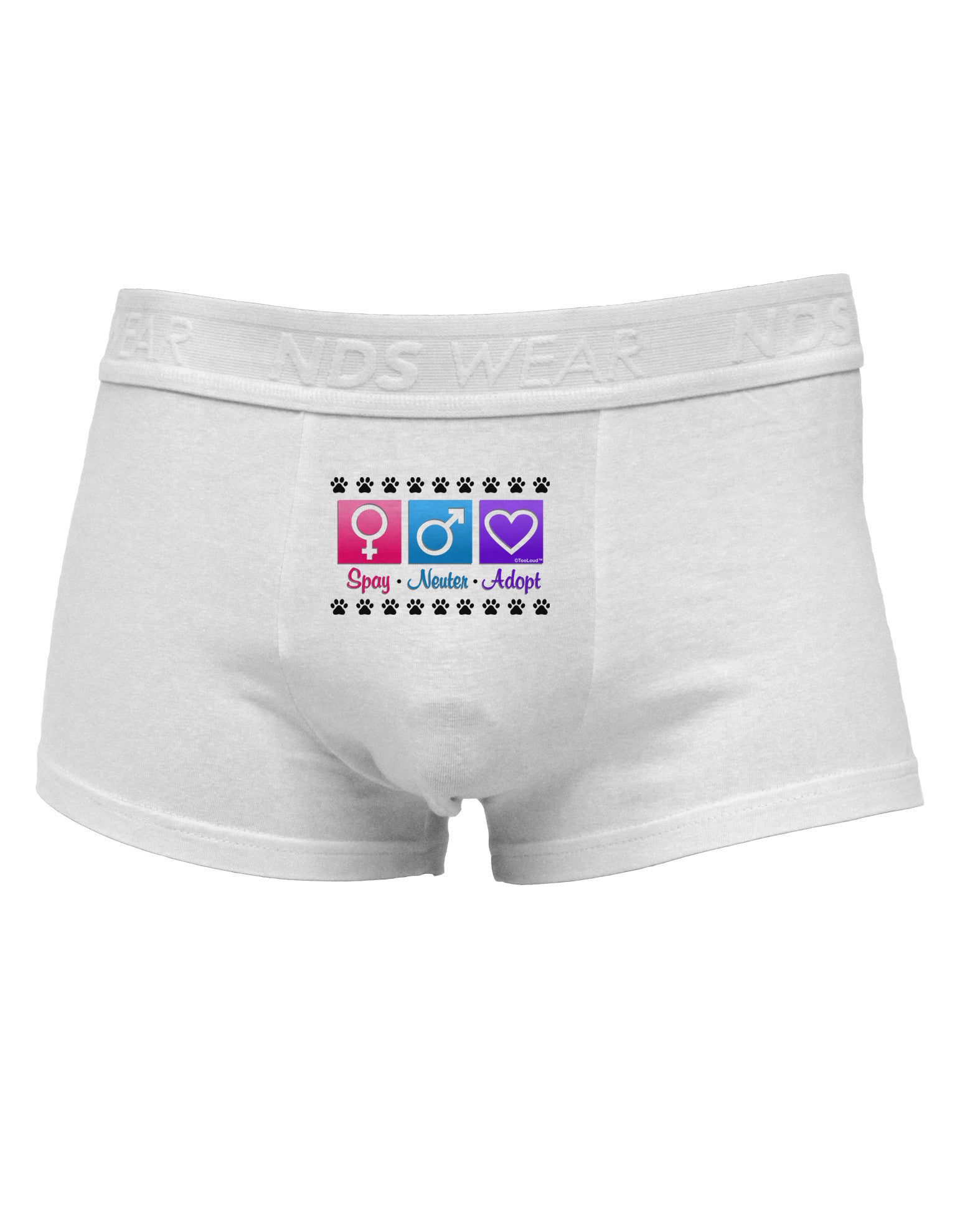 Spay Neuter Adopt Mens Cotton Trunk Underwear-Men's Trunk Underwear-NDS Wear-White-Small-Davson Sales